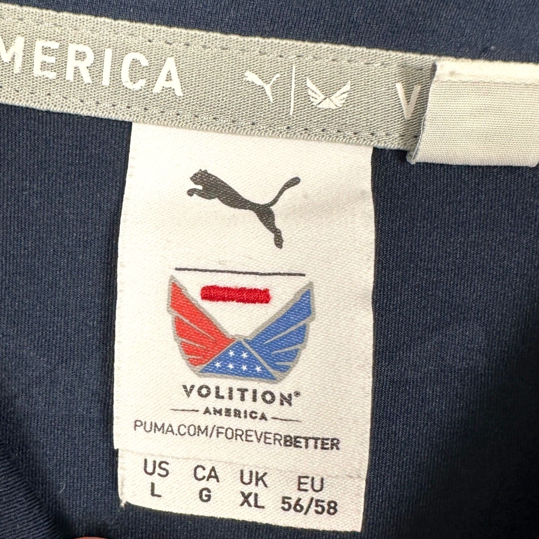 Puma Puma Volition America Mens Large Shirt Golf Polo Navy Blue Striped Polo Athletic Shirt Collared Short Sleeve Performance Polo Menswear Sportswear EUC Size US L / EU 52-54 / 3 - 4 Thumbnail