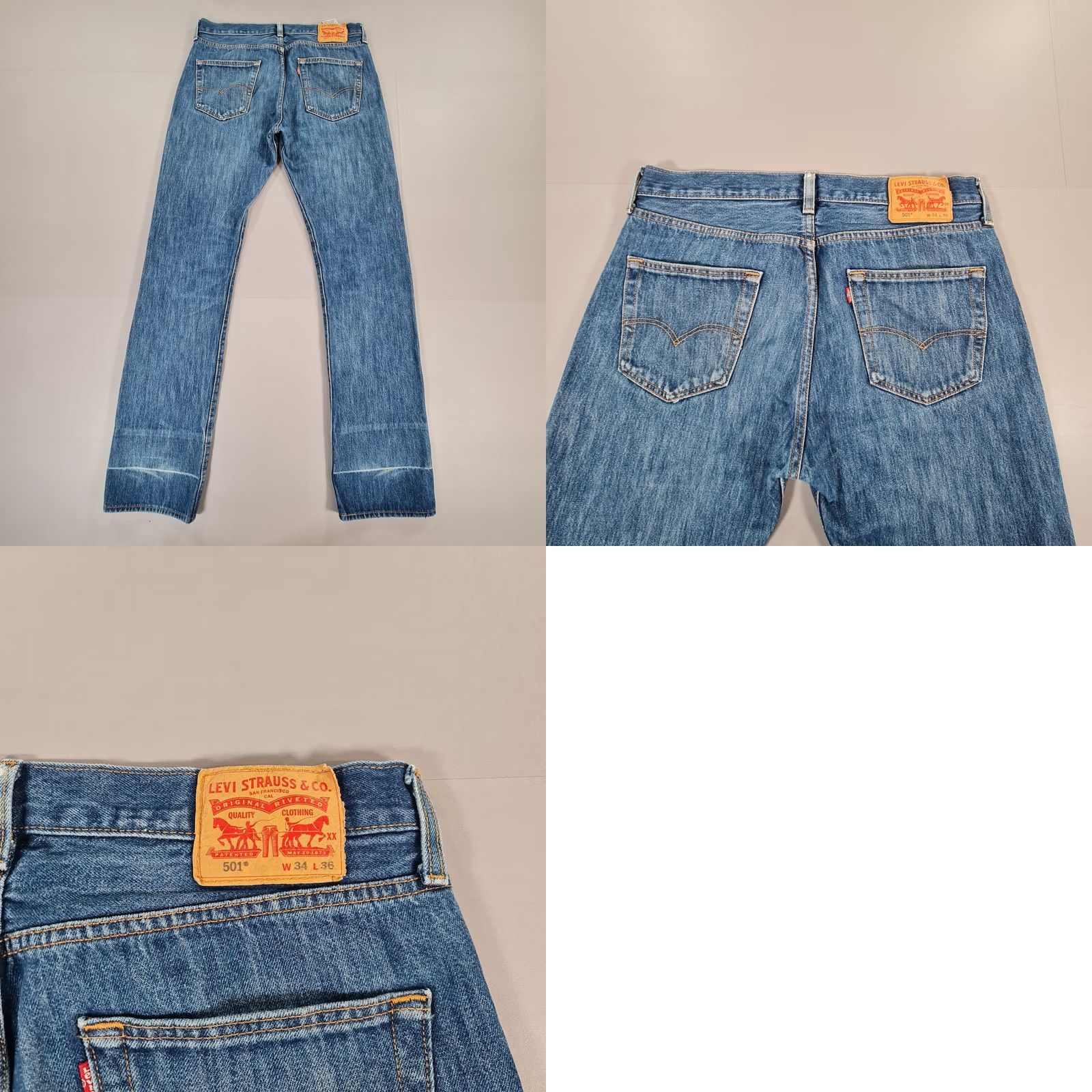 Levi's Levi's 501 Jeans Blue W34 L36 Regular Fit Straight Leg Denim Button Fly Mens Jeans 501 Series USA 90s Classic Vintage No (adjusted within rules) Size US 34 / EU 50 - 8 Thumbnail