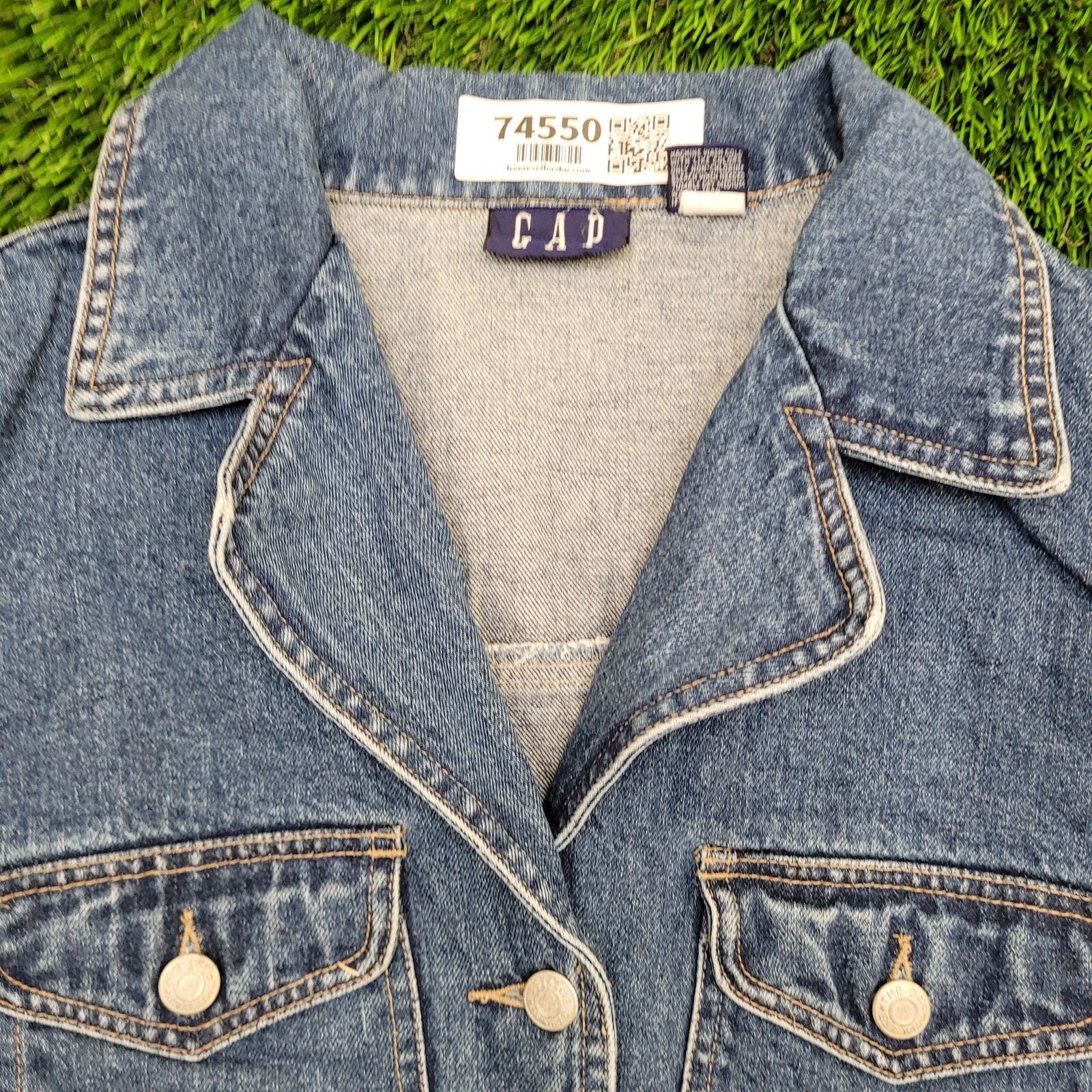Gap VTG GAP Cropped Denim Jacket Womens 2XS/XS Belted Waist Size XS / US 0-2 / IT 36-38 - 2 Thumbnail