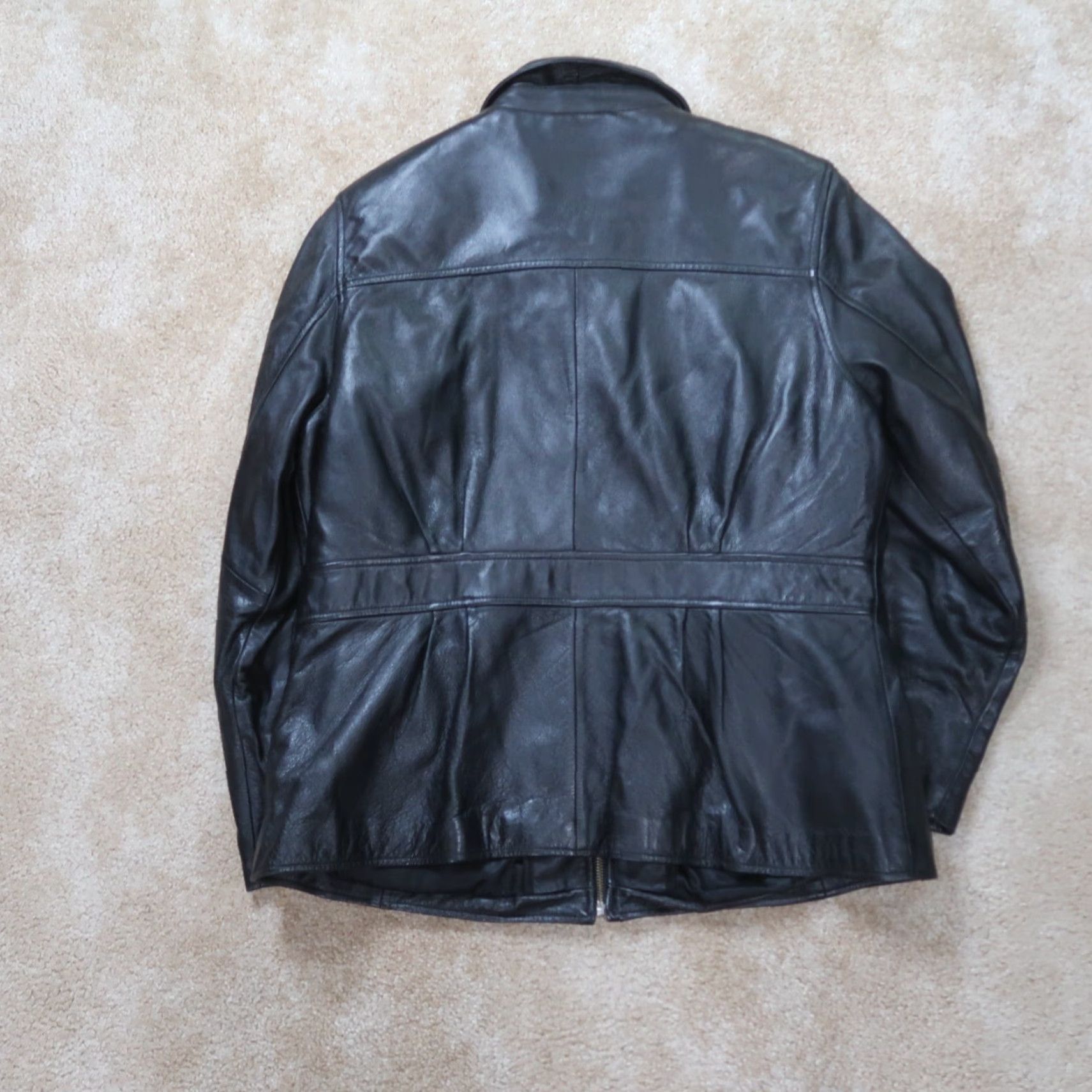 Vintage VINTAGE Wilsons Leather Jacket XL Black Mens Overcoat Full Zip Lined Insulated Nylon Lining Softshell Retro 90s Classic Coat Size US XL / EU 56 / 4 - 7 Thumbnail