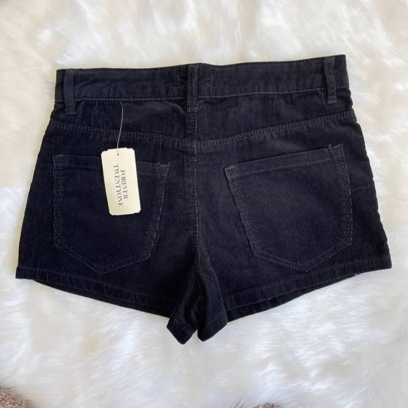 Forever 21 Forever 21 Black Corduroy High Waist Shorts XS Sz 24 in NWT Size 25" / US 0 / IT 36 - 4 Thumbnail