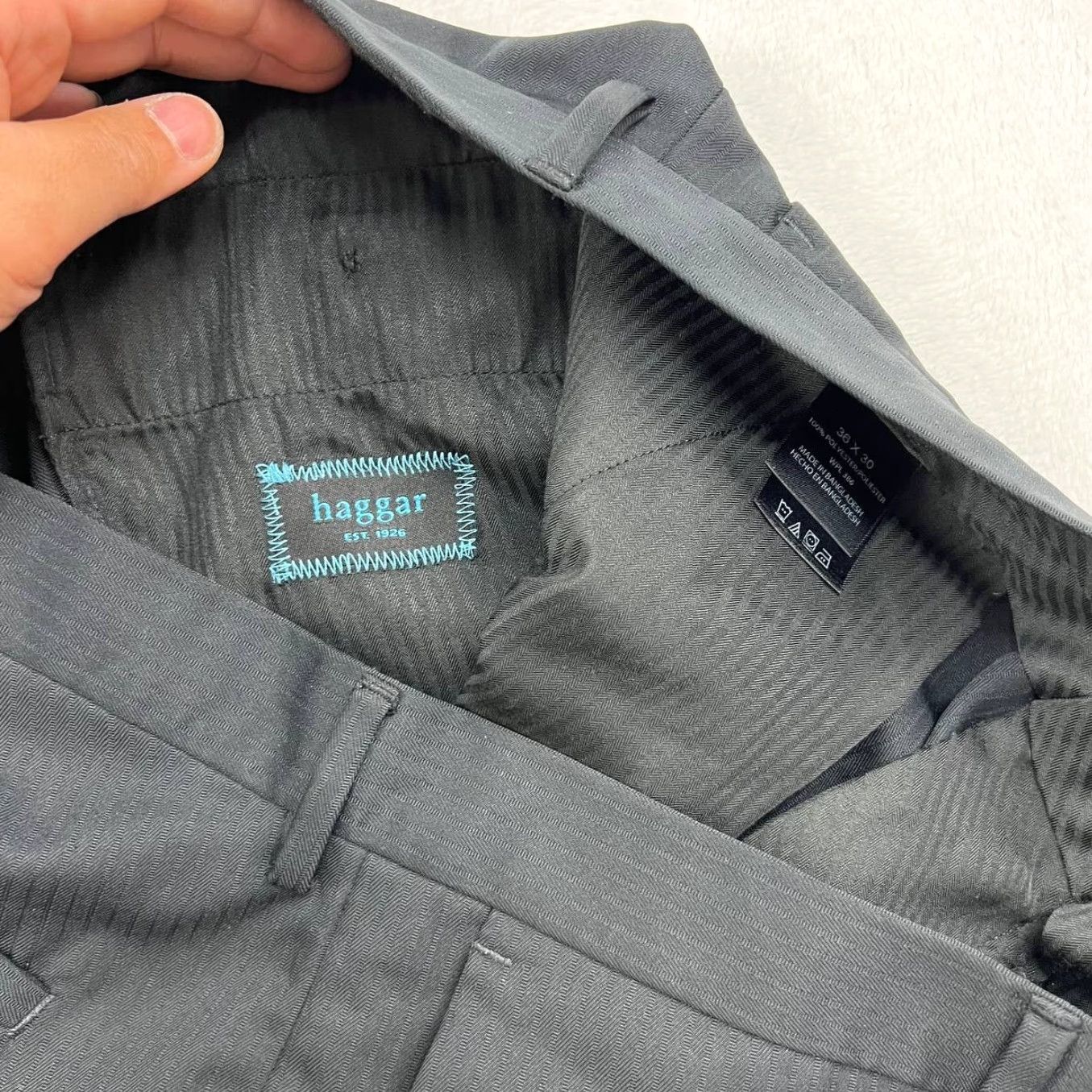 Haggar Haggar Men Jeans Pants Regular Fit High Rise 36x30 Black Denim Chino Straight 5-Pocket Casual Formal Waist 36 Inseam 30 Button Zip Size US 36 / EU 52 - 7 Thumbnail
