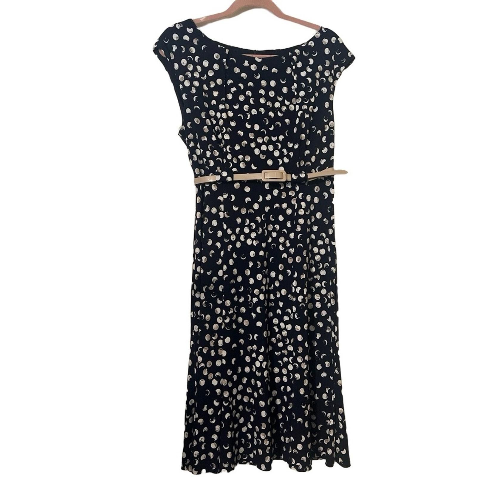 Other Connected Apparel 12 Midi Dress Navy Belted Cap Sleeve 12 Size XL / US 12-14 / IT 48-50 - 2 Thumbnail