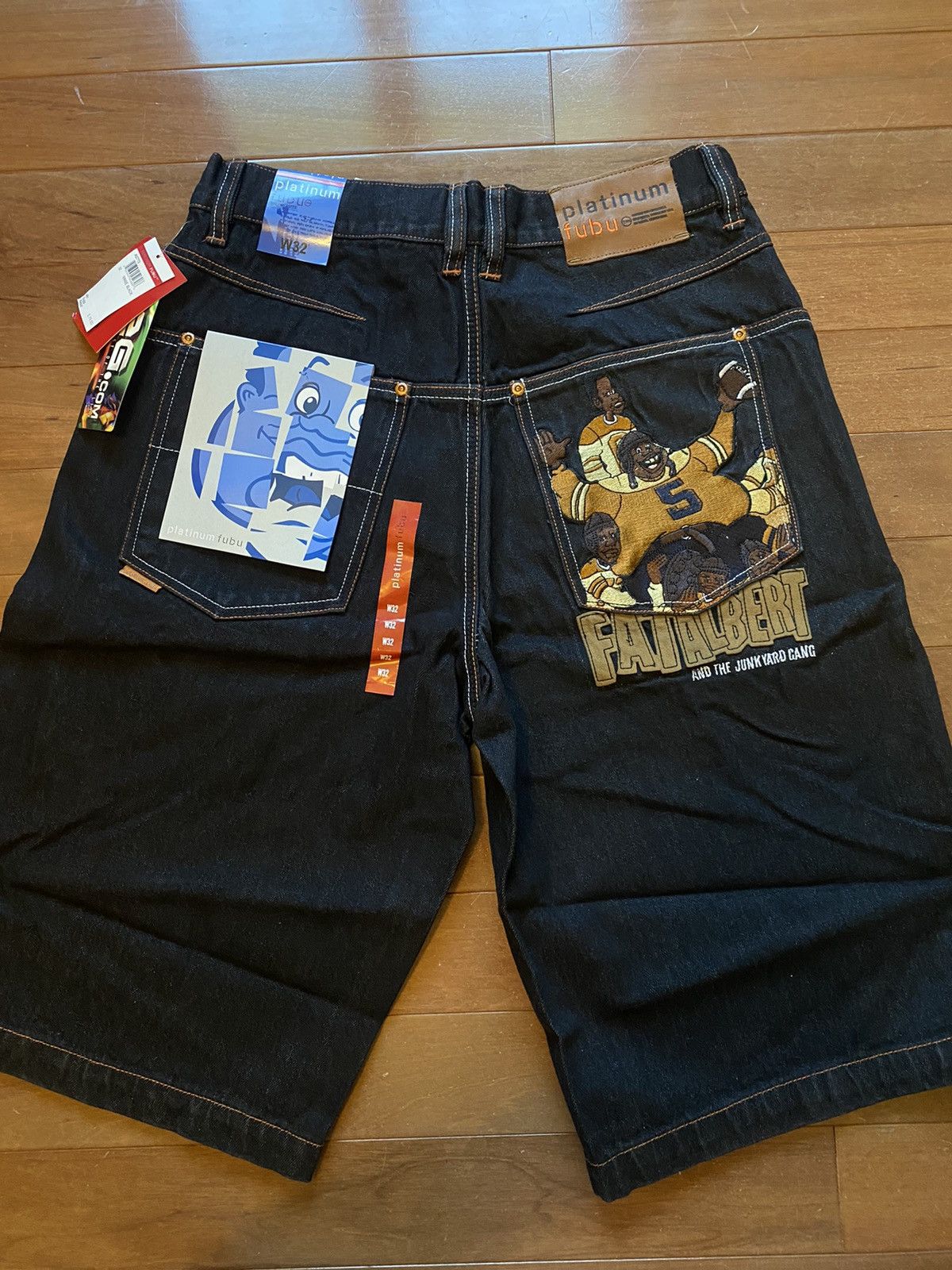 image of Crazy Deadstock Vintage Y2K Fubu Fat Albert Denim Shorts in Black, Men's (Size 32)