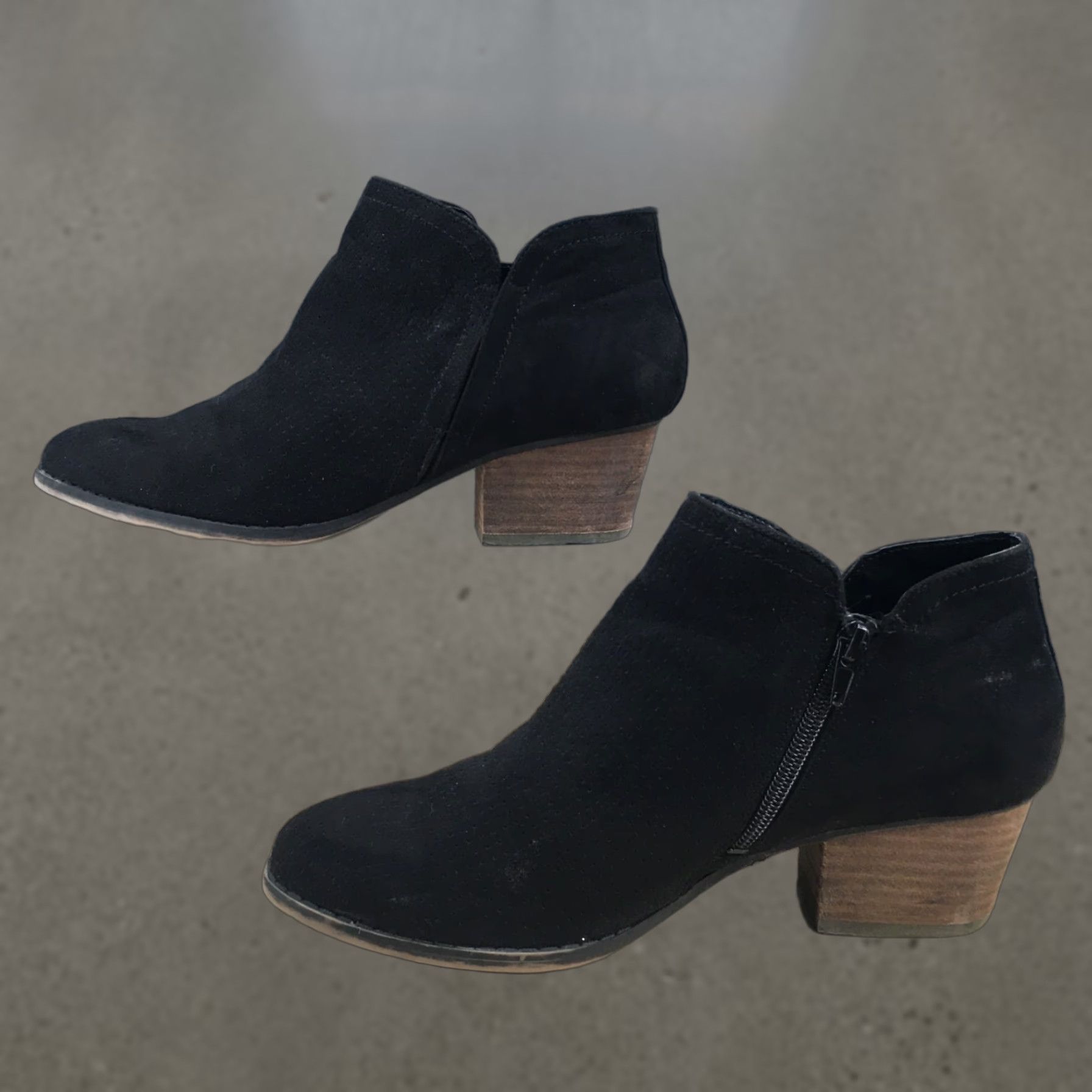 Vintage Lifestride Boots Womens 9M Blake Casual Side Zip Ankle Bootie Black Fabric Heels Size US 9 / IT 39 - 1 Thumbnail