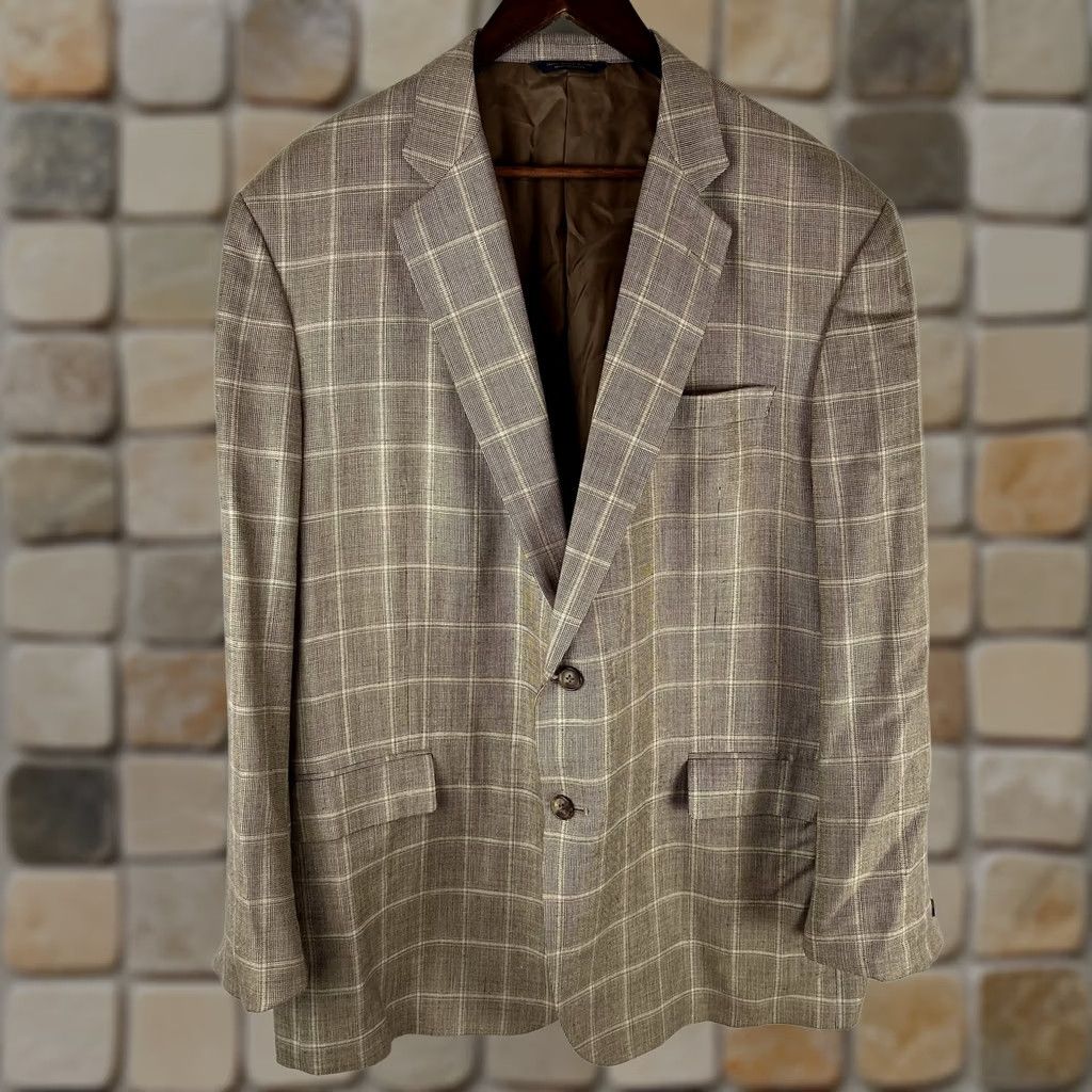 Brooks Brothers Brooks Brothers Coat Mens 48 Beige Sport 48R Brown Windowpane Madison Full Canvas Size US M / EU 48-50 / 2 - 1 Thumbnail
