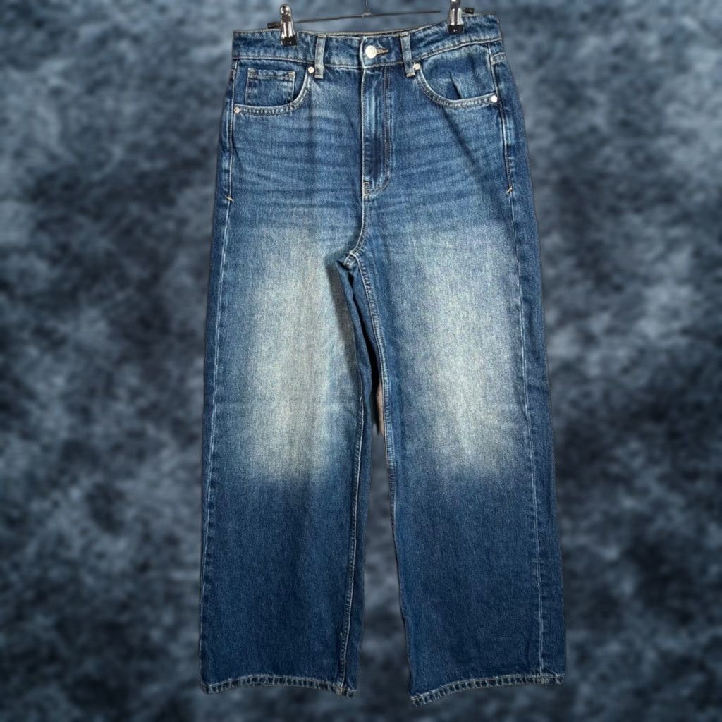 Mango Mango Jeans Women's 4 High-Rise Wide-Leg Denim Blue Cotton 5-Pocket Image 30in Inseam Regular Rise Vintage No Size 27" / US 4 / IT 40 - 1 Thumbnail