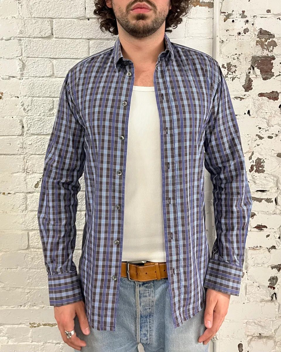 Dolce & Gabbana AW2006 Dolce & Gabbana Navy Checkered Plaid Shirt Size US M / EU 48-50 / 2 - 2 Thumbnail