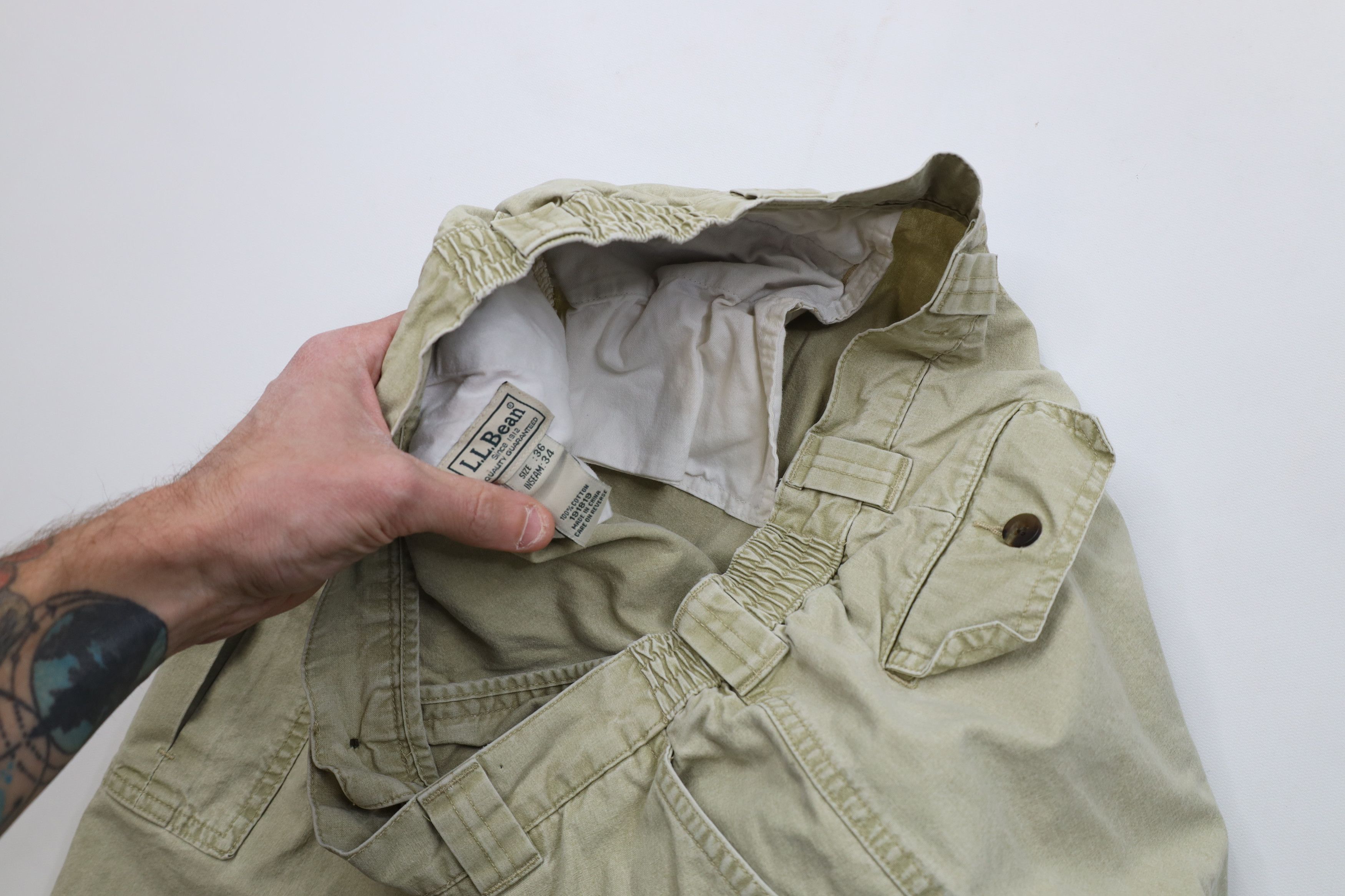 L.L. Bean Vintage 90s LL Bean Stonewash Wide Leg Cargo Pants Cotton Size US 36 / EU 52 - 10 Thumbnail