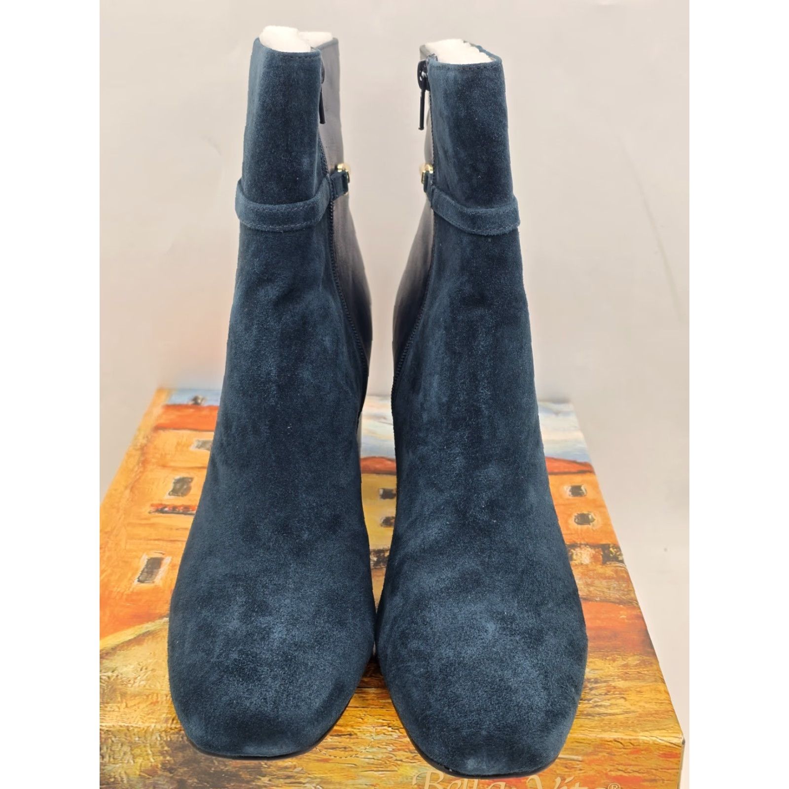 Vintage VINTAGE Bella Vita Quincy Women's Ankle Boots Navy Leather Size 12 M - Party, Wide Calf, Med Heel Size US 12 / IT 42 - 4 Thumbnail