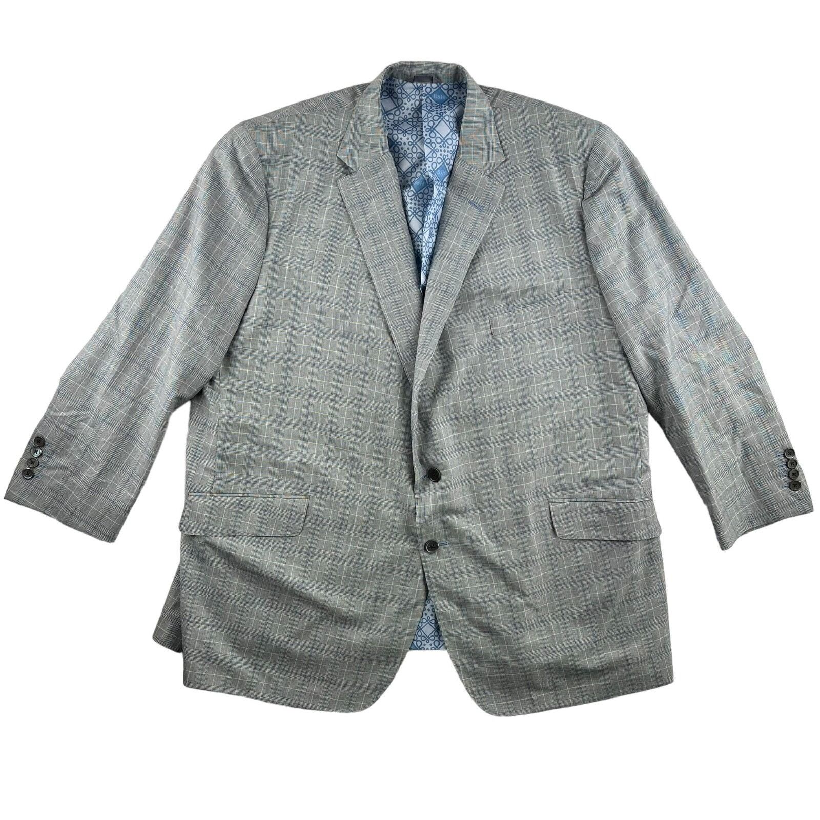 Holland & Sherry NEW Tom James x Holland & Sherry Gray Windowpane Plaid Suit• Size 50S - 2 Thumbnail