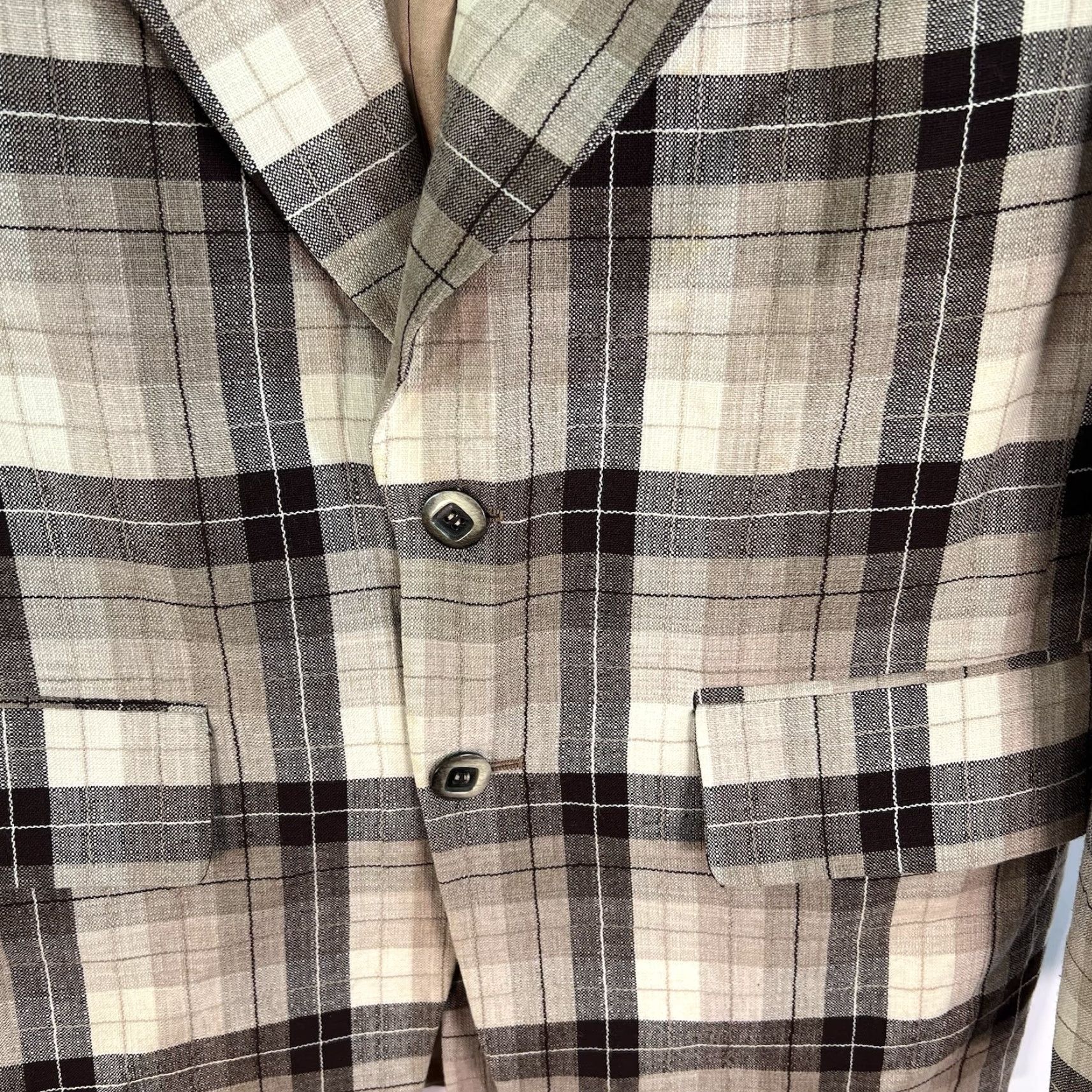 Vintage VINTAGE Philadelphia Plaid Sport Jacket Notch Lapel 2-Button Single-Breasted 42R Brown Mens Jacket Size US XS / EU 42 / 0 - 4 Thumbnail