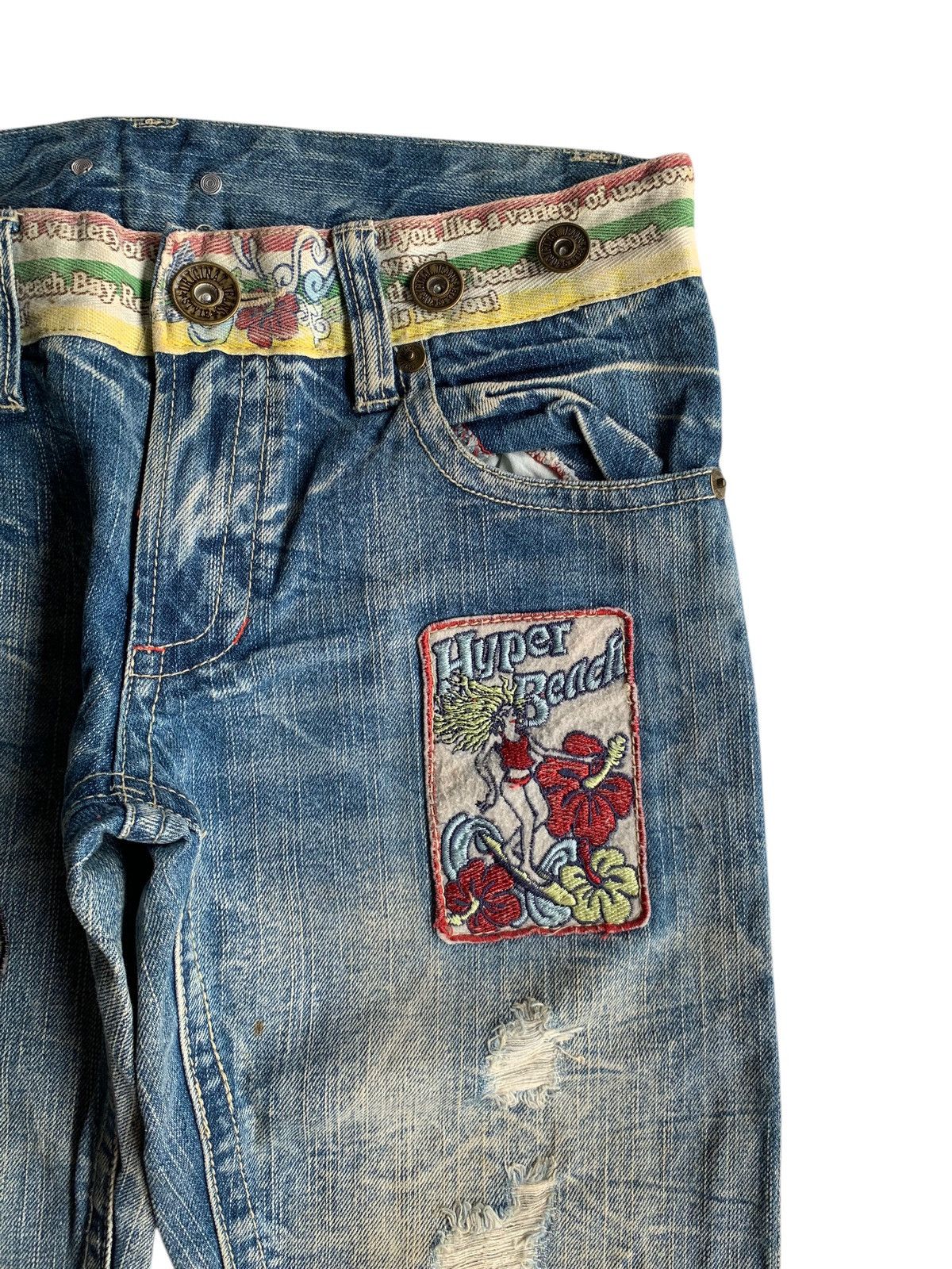 Other 💥 Vintage 90s Style Hyper Beach Stone Wash Patch Jeans Rare Size US 31 - 11 Thumbnail
