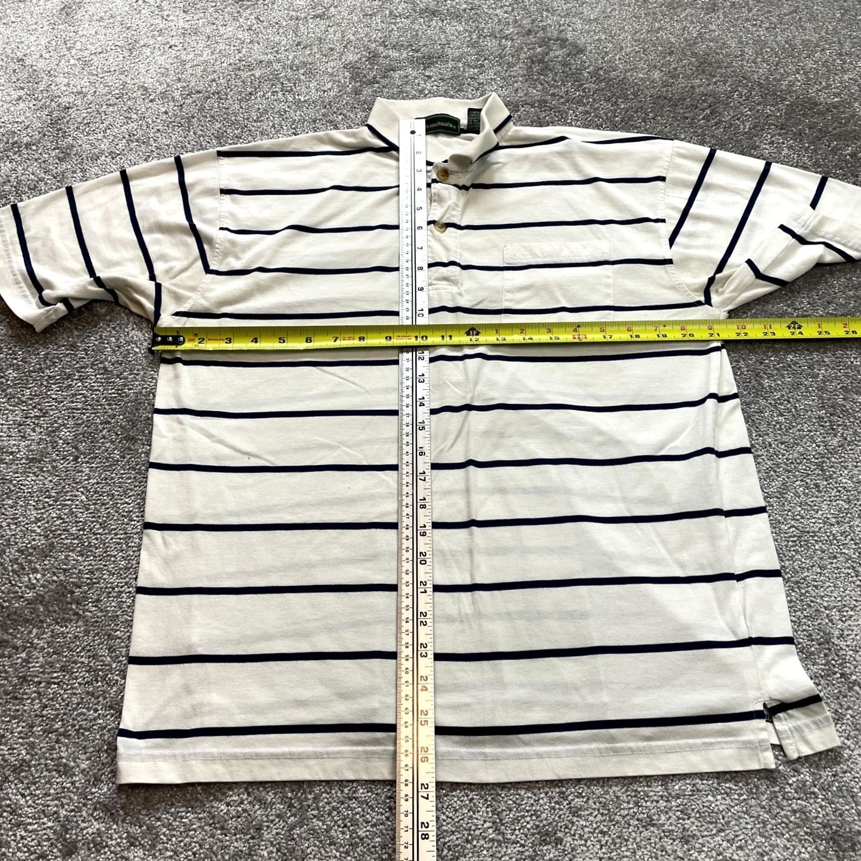 Vintage VINTAGE Carl Michaels Polo Shirt Mens L White Blue Striped Golf Rugby Cotton Polo Short Sleeve Shirt Mens Size US L / EU 52-54 / 3 - 6 Thumbnail