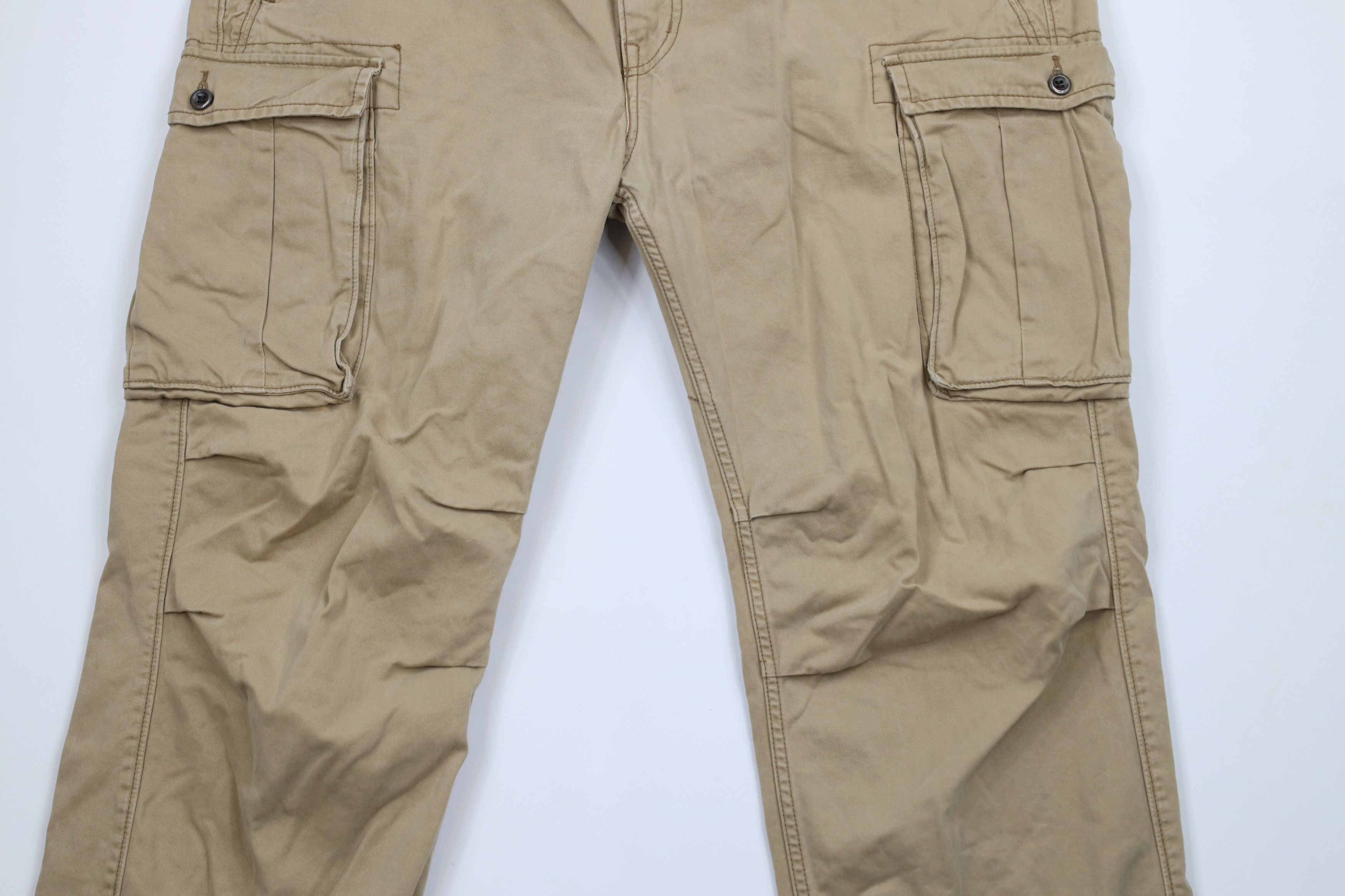 Levi's × Vintage Vintage Y2K Levis Baggy Wide Leg Cargo Pants Beige Cotton Size 40 - 3 Thumbnail