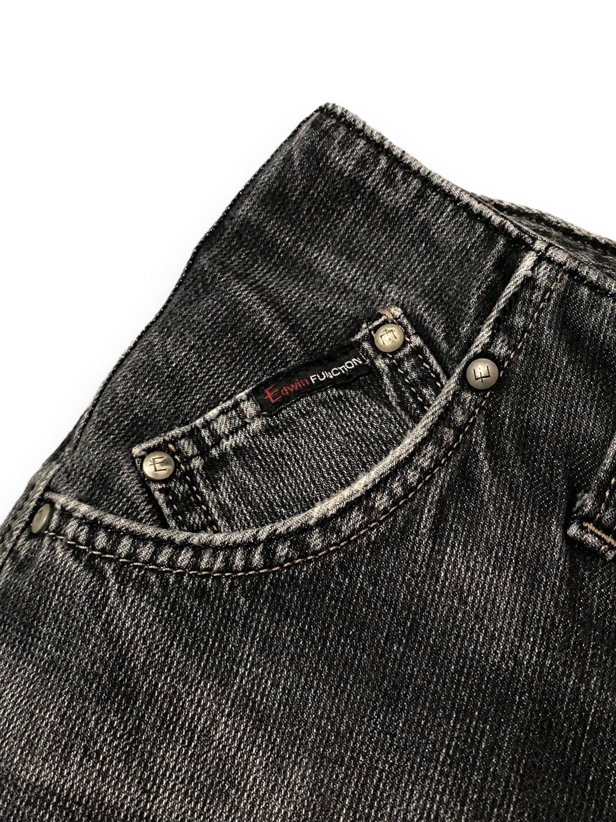 Edwin × Japanese Brand × Le Grande Bleu (L.G.B.) Vintage Edwin E Function Black Faded Curved Leg Jeans Pants Size US 31 - 9 Thumbnail