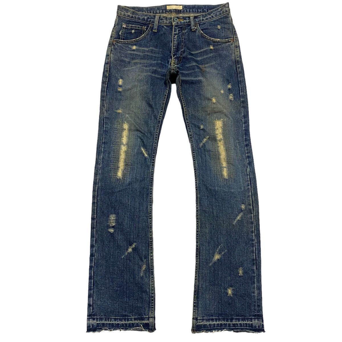 Japanese Brand Hiromichi Nakano Distressed Denim Flare Jeans Size US 30 / EU 46 - 1 Thumbnail