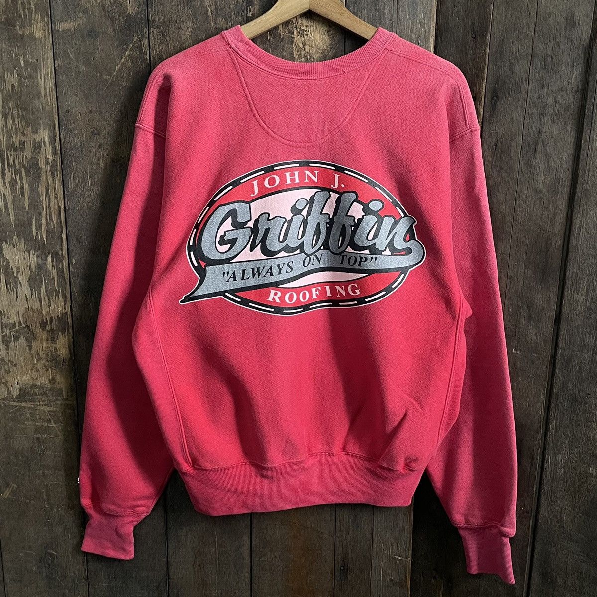 image of 90's Champion Reverse Weave Sunfaded Sweatshirt in Red, Men's (Size Medium)