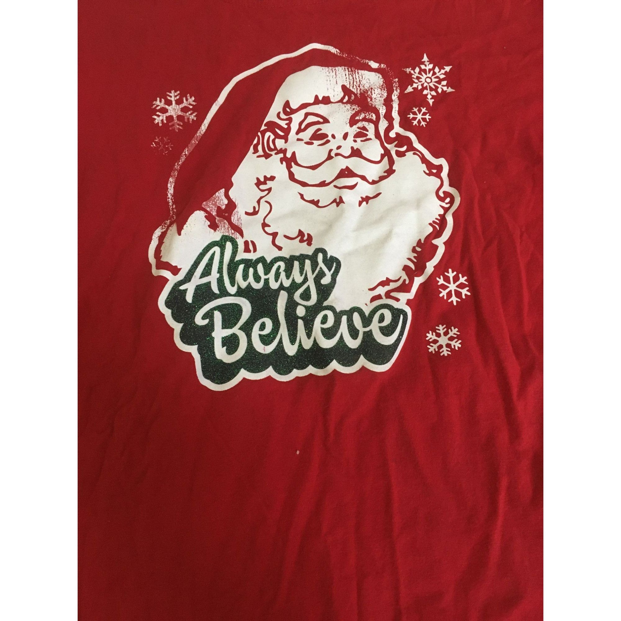 Other Womens XXL Always Believe Christmas Red/Green Tee Shirt Size XXL / US 16-18 / IT 52-54 - 3 Thumbnail