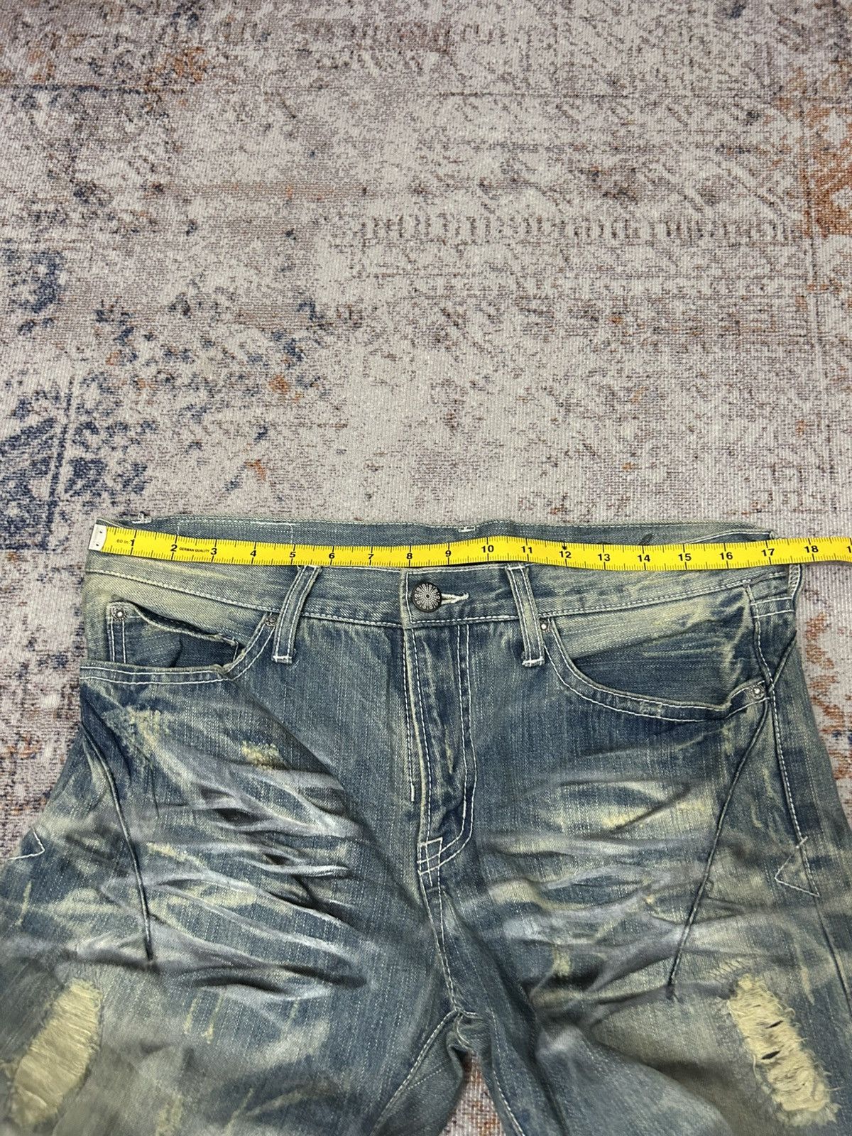 If Six Was Nine Urban Craft HonneyComb Painted Distressed Jeans Size US 34 / EU 50 - 15 Thumbnail