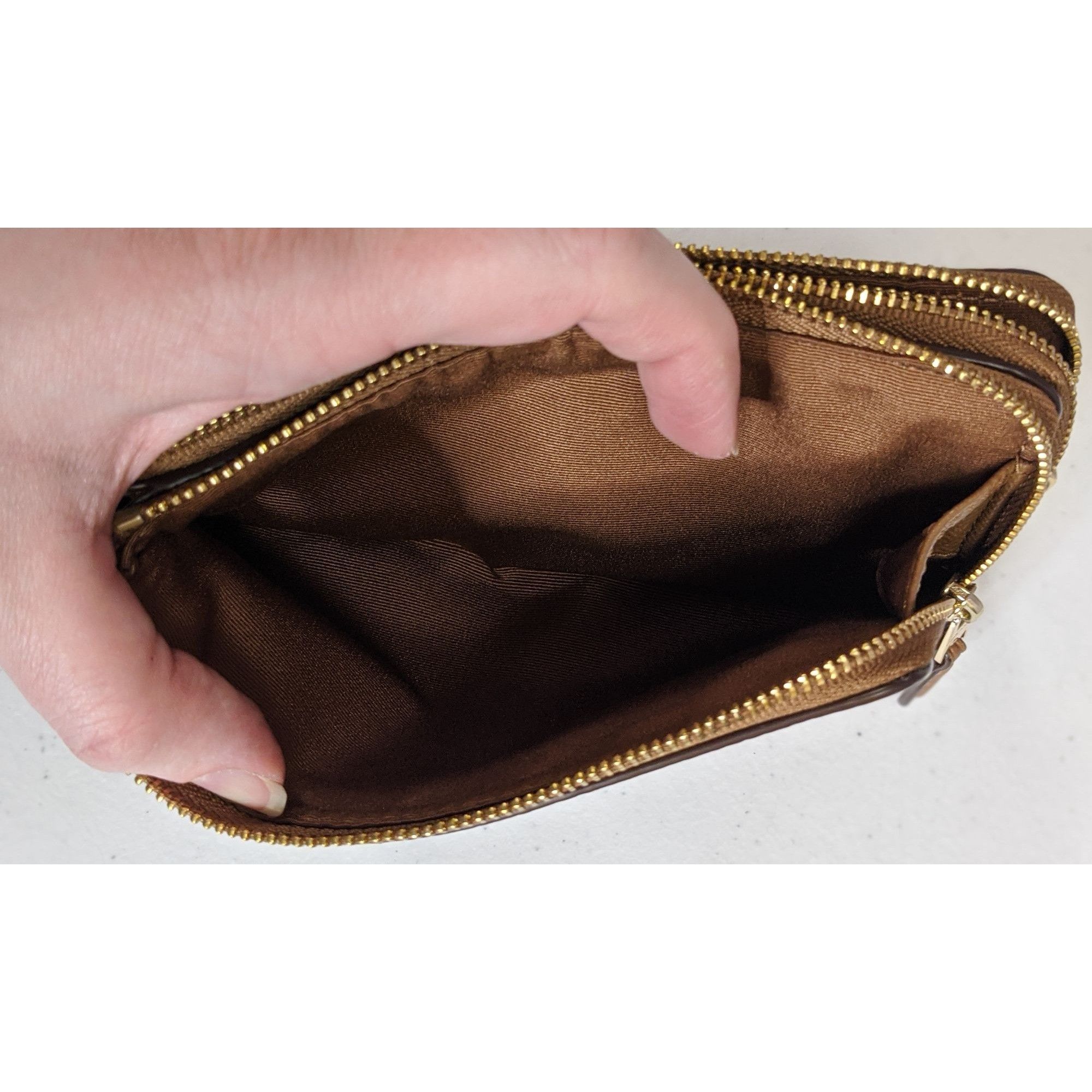 Coach Coach Double-Zip Pebbled Leather Wristlet 4"x6"x1" With 5-In Size ONE SIZE - 5 Thumbnail