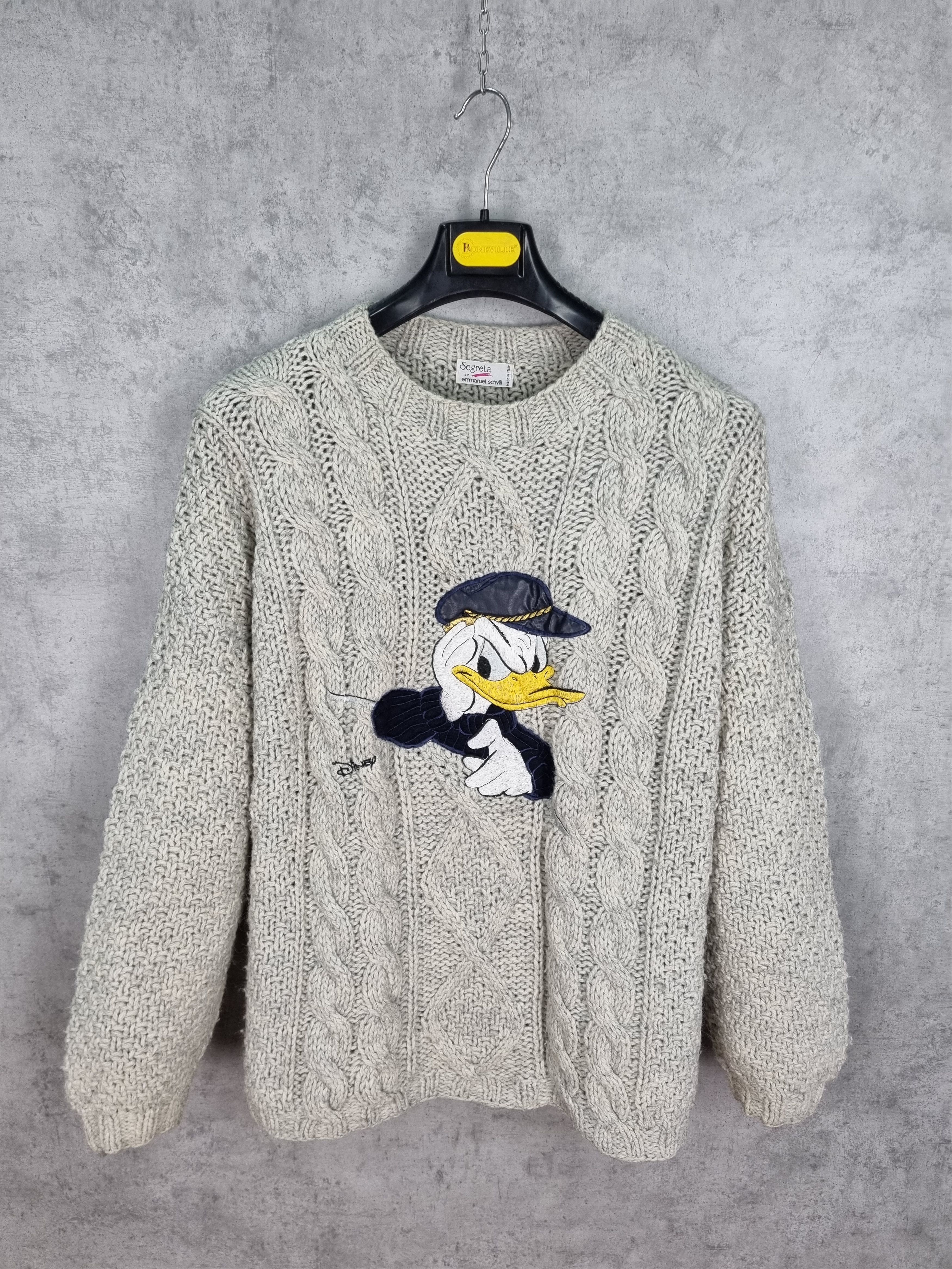 Disney × Vintage Heavy Cable Knitted Donald Duck Big Portret Vintage Sweater Size US XL / EU 56 / 4 - 1 Thumbnail