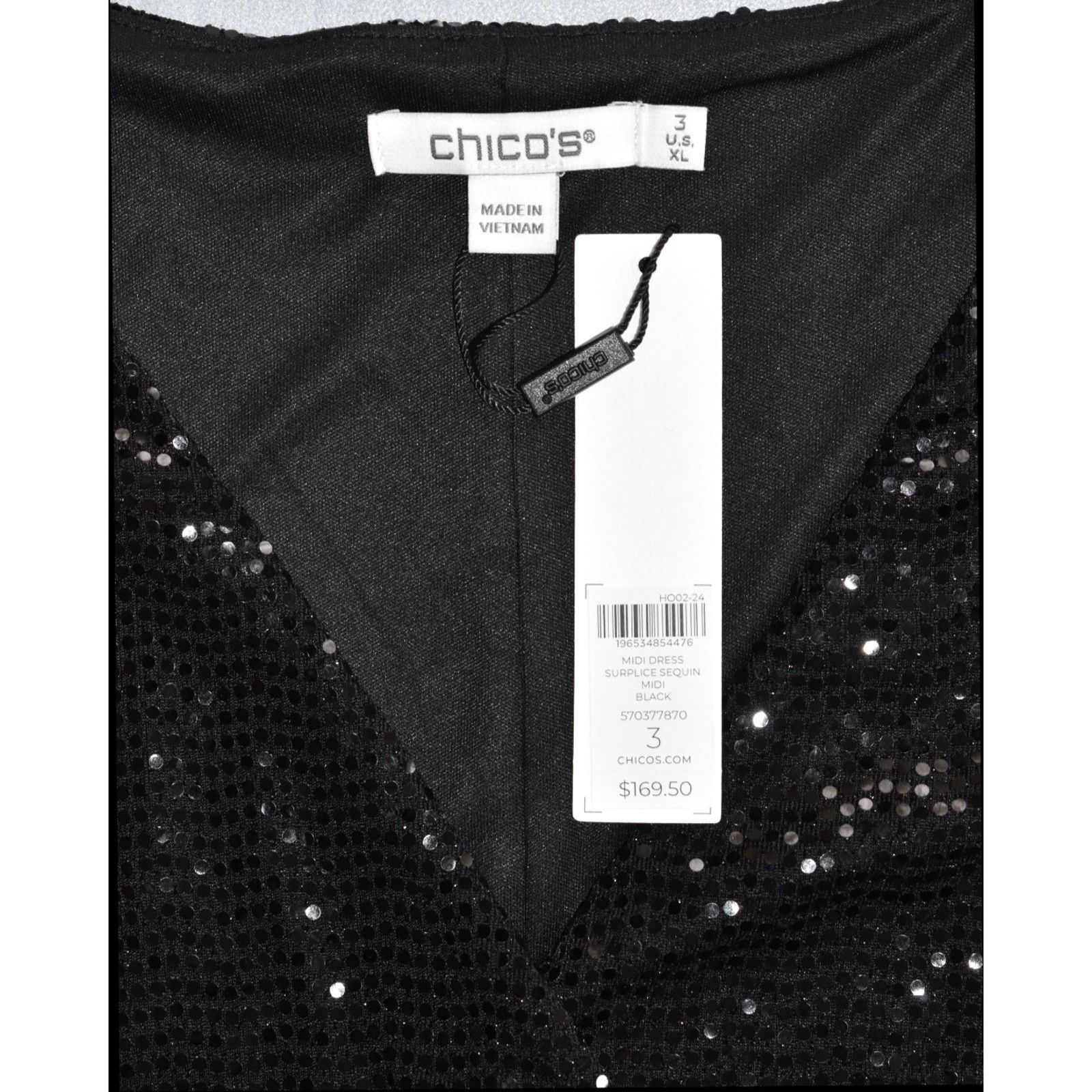 Chicos NWT CHICOS Surplice Sequin Embellished Midi Dress 3/XL $169 Size XL / US 12-14 / IT 48-50 - 5 Thumbnail