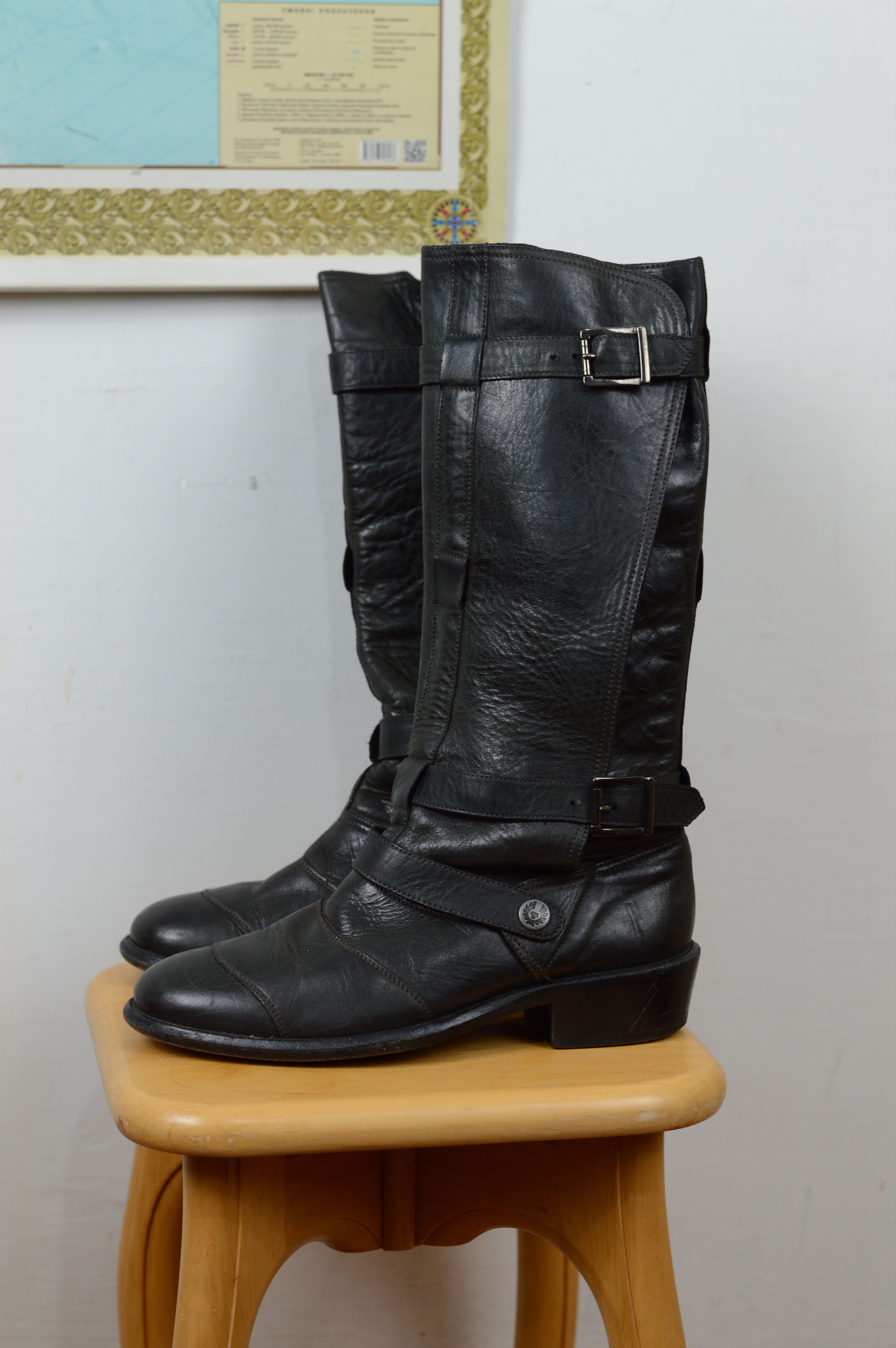 Belstaff Belstaff Taupe Leather Motorcycle Boots Buckle Block Heel Size US 10 / IT 40 - 3 Thumbnail