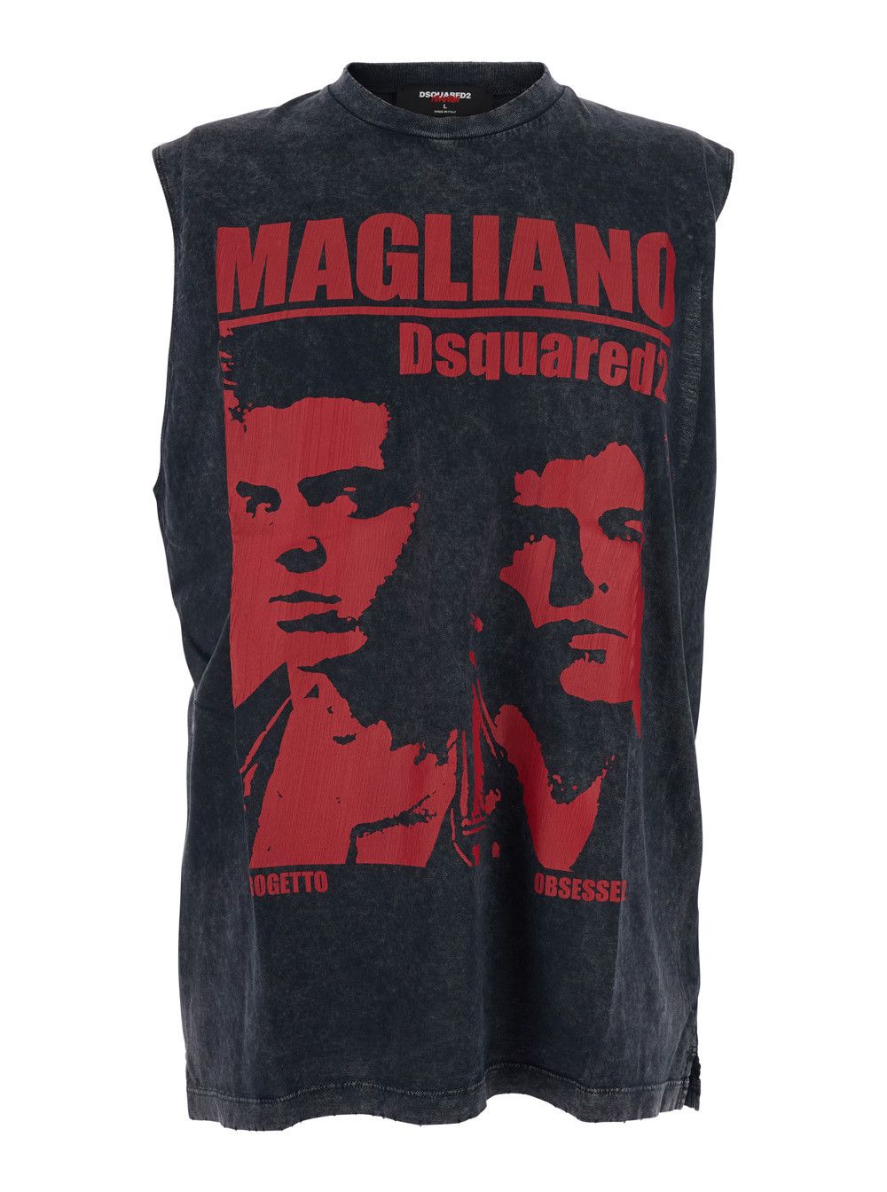 Dsquared2 'D2 x Magliano' Black Crew Neck Top with Logo Lettering and Front Print in Cotton Man Size US L / EU 52-54 / 3 - 1 Thumbnail