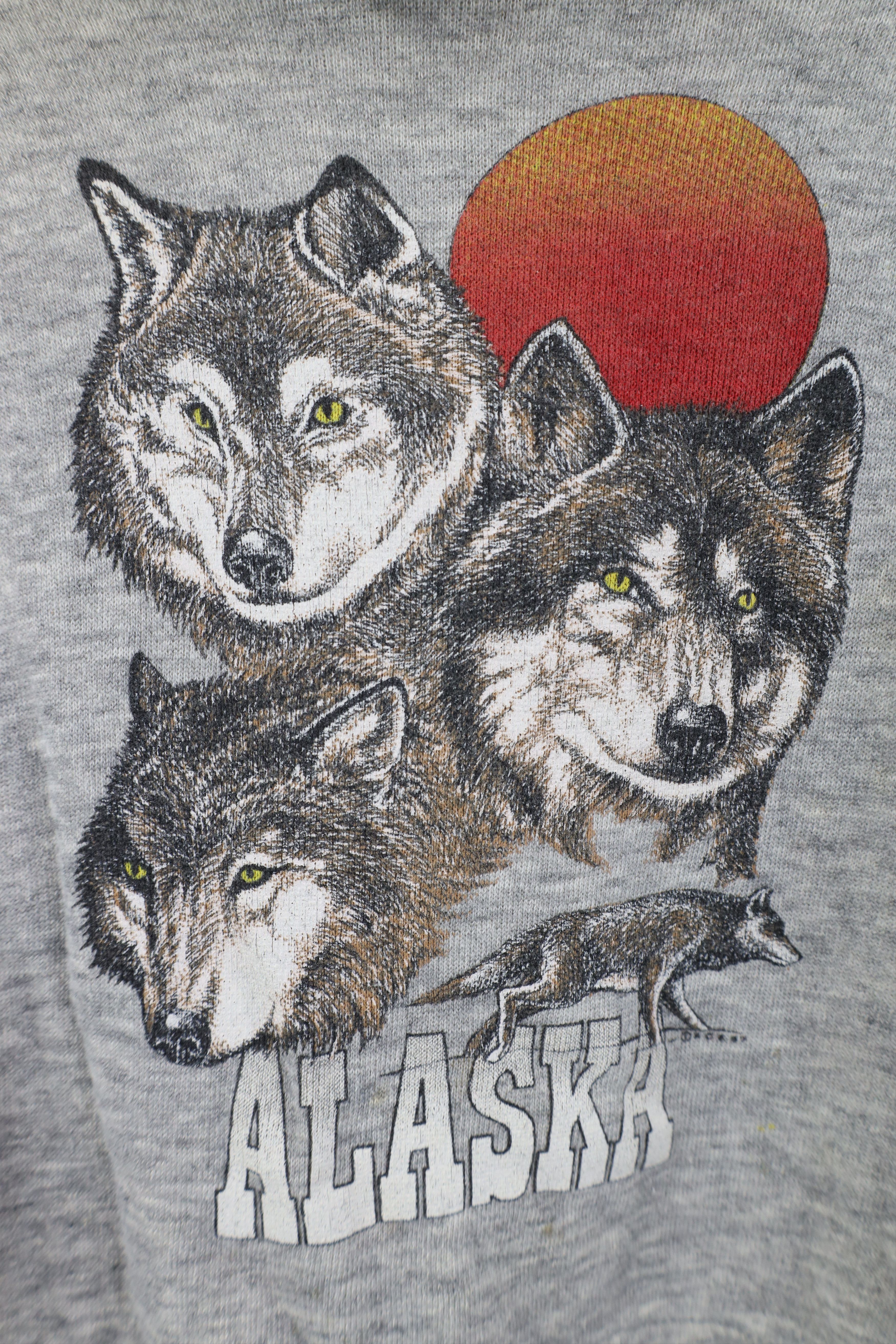 Vintage Vintage 80s Streetwear Alaska Hoodie Sweatshirt Gray USA Size L / US 10 / IT 46 - 4 Thumbnail