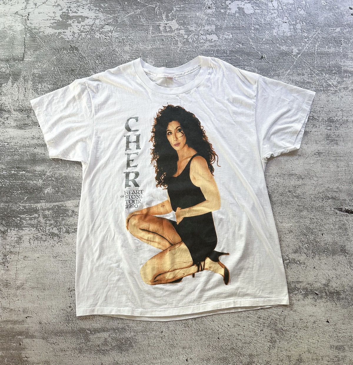 image of Vintage 90’S Cher “Heart Of Stone” Tour T-Shirt in White, Men's (Size 2XL)