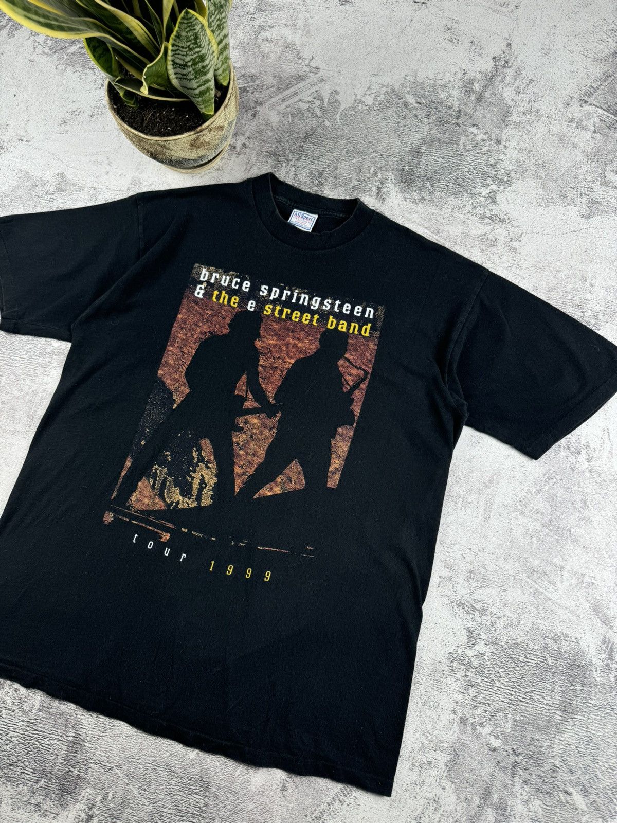 Band Tees 90S Bruce Springsteen 1999 Black Merch Faded Rock T Shirt Tee Size US XL / EU 56 / 4 - 5 Thumbnail