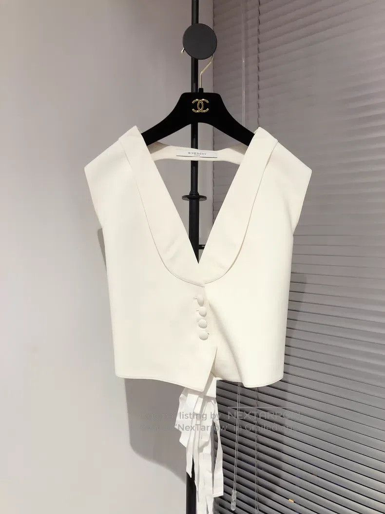 Givenchy Givenchy White Off-the-Shoulder Backless Vest Style T-Shir Size XS / US 0-2 / IT 36-38 - 1 Thumbnail
