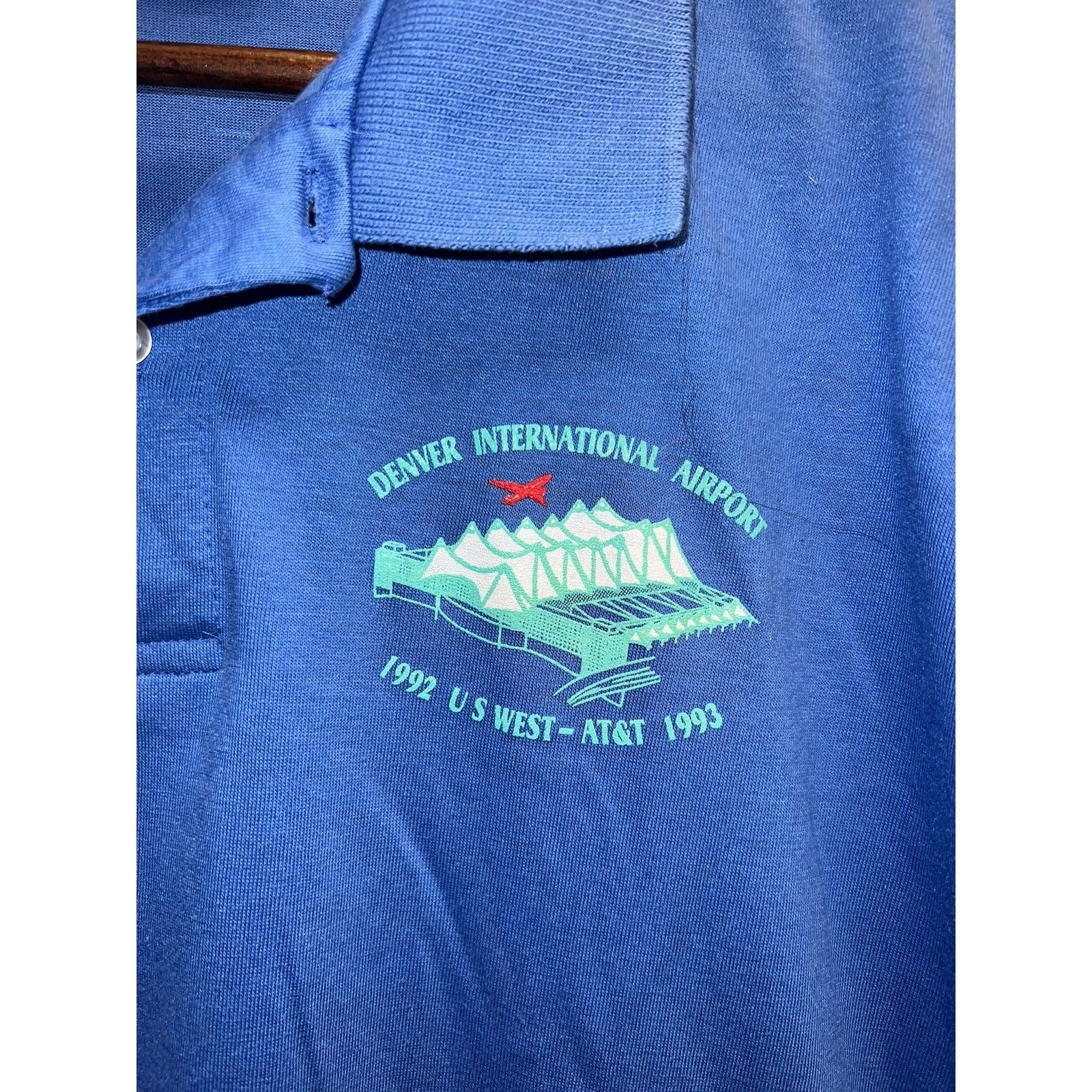 Hanes Vintage DIA Shirt Denver International Airport Polo Large Size US L / EU 52-54 / 3 - 3 Thumbnail