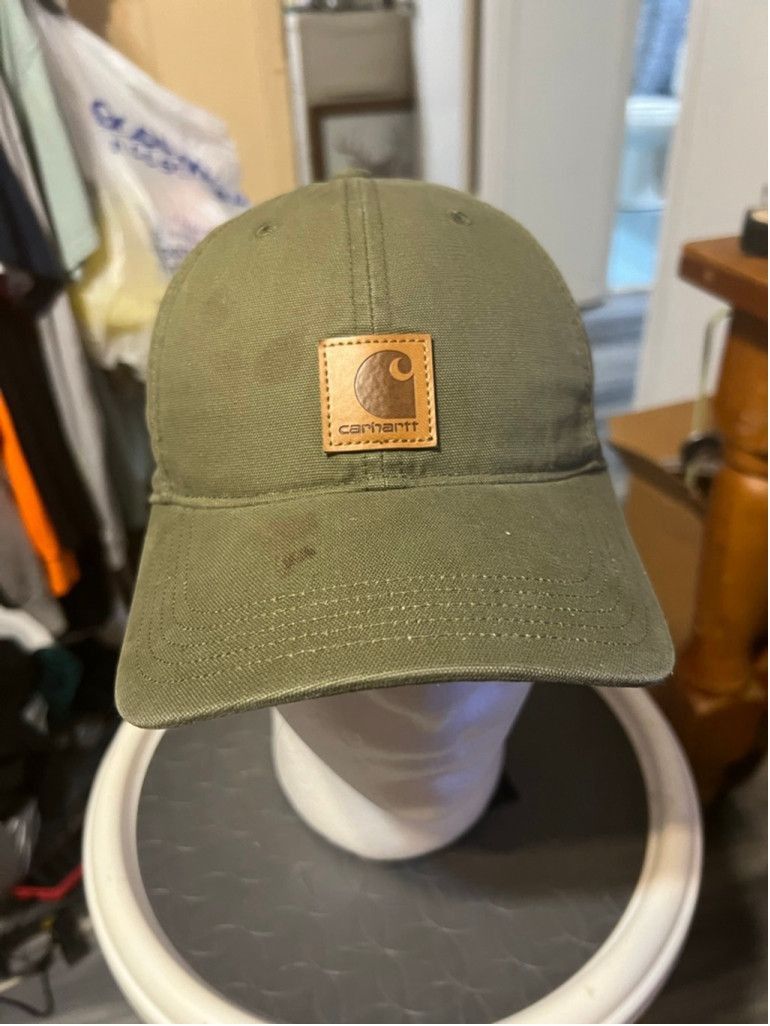 Carhartt Men's Carhartt Olive Green Tan Leather Patch Baseball Cap Size ONE SIZE - 1 Thumbnail