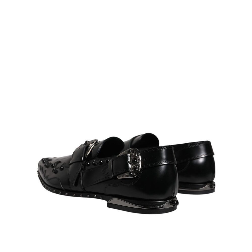 Dolce & Gabbana Dolce & Gabbana Black Embellished Derby Monk Strap Shoes Size US 11 / EU 44 - 4 Thumbnail