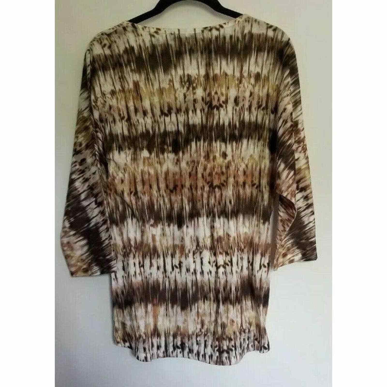 Le Grande Bleu (L.G.B.) B.L.E.U. Small S Brown Beige Rhinestone Print Blouse Shirt Size S / US 4 / IT 40 - 7 Thumbnail