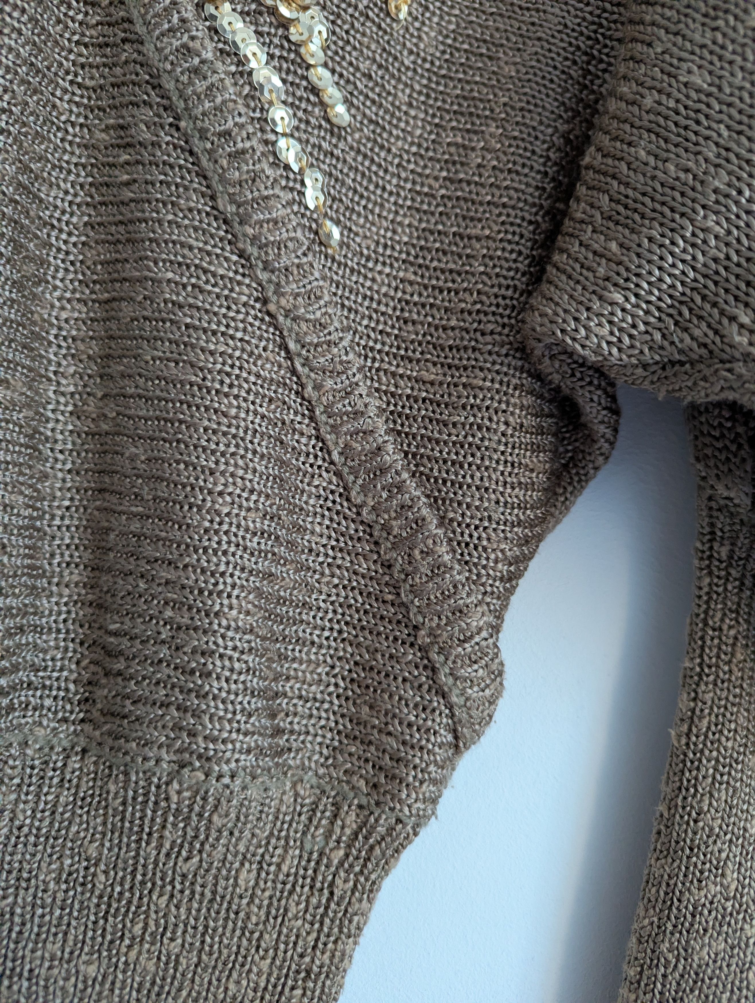 Embellished Knit Sweater Sequins Angora Golden