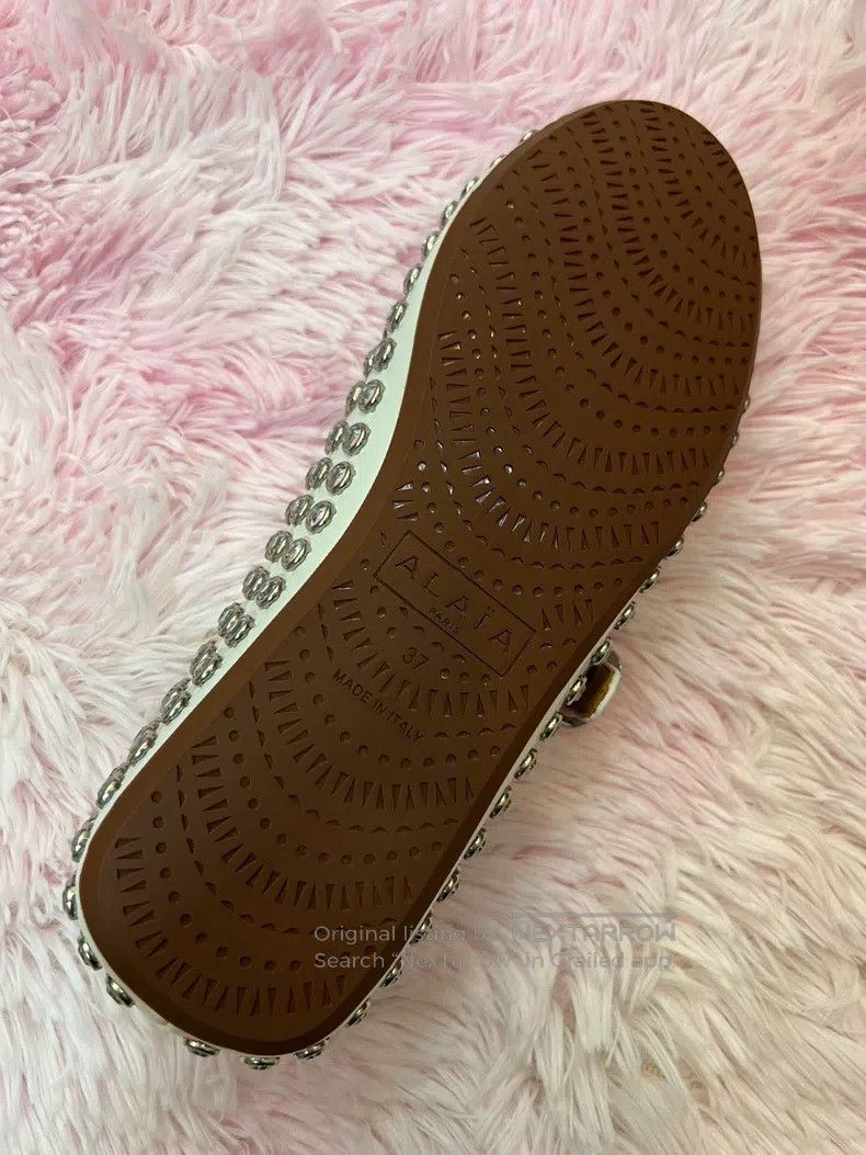 Alaia Alaia White Crystal Accented Women's Ballet Flat Shoes Size US 6.5 / IT 36.5 - 5 Thumbnail