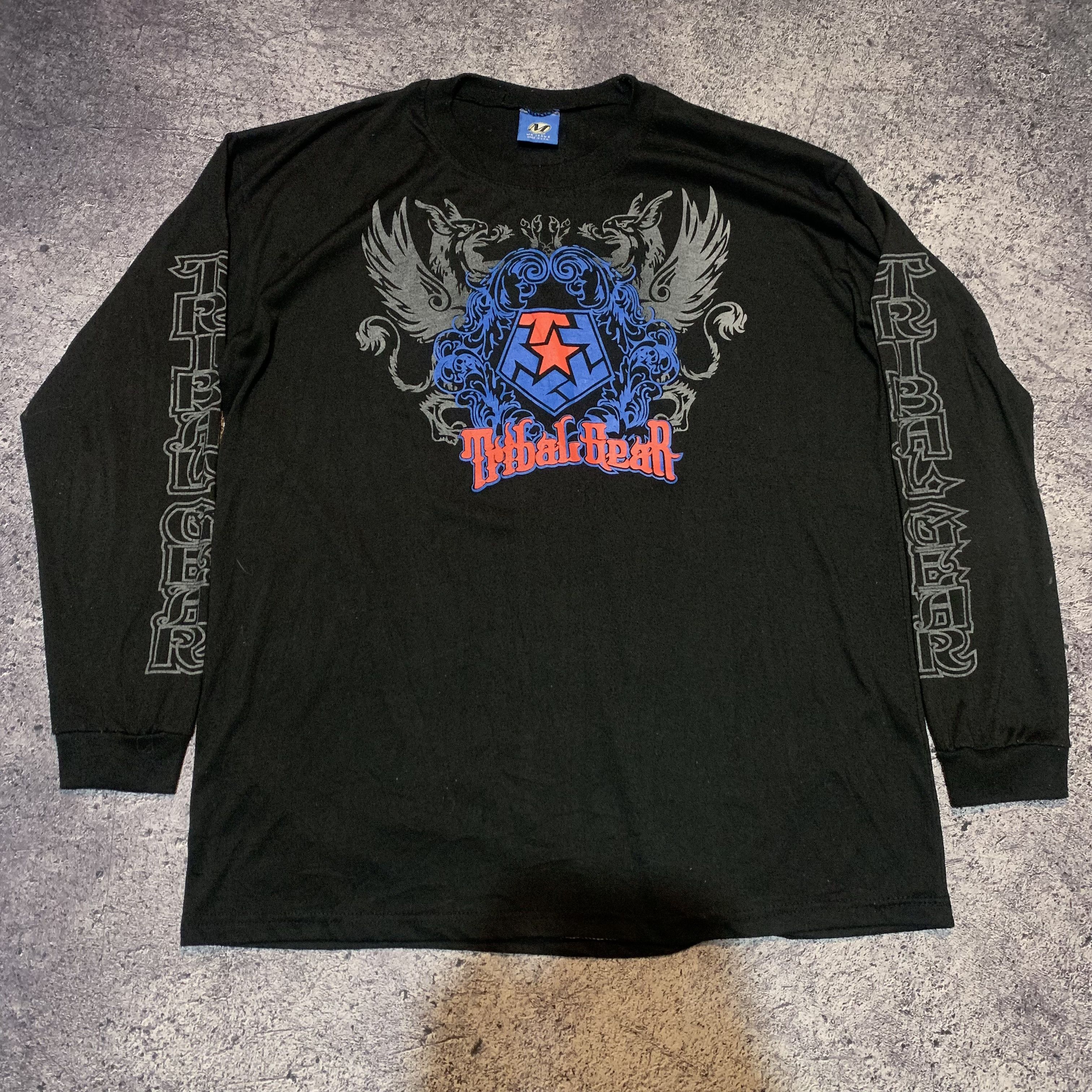2000s Archival Tribal Ifsix Poem Taped Long Sleeve Tee y2k