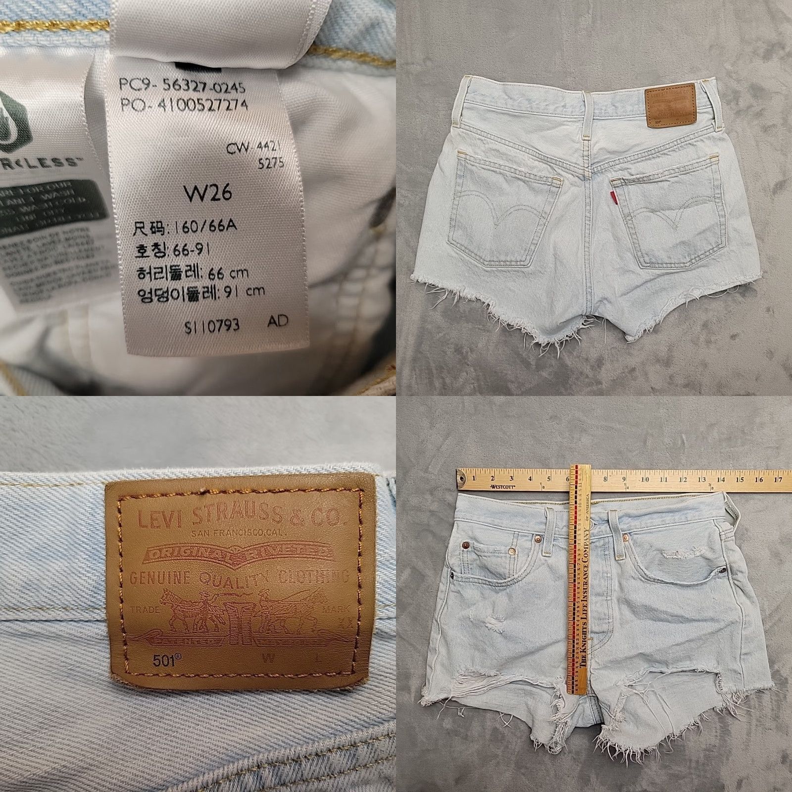 Levi's VINTAGE Levis 501 Premium Denim Shorts Women 26 Blue Distressed Cut-Off Festival Y2K Mini Mens? Size 26" / US 2 / IT 38 - 8 Thumbnail