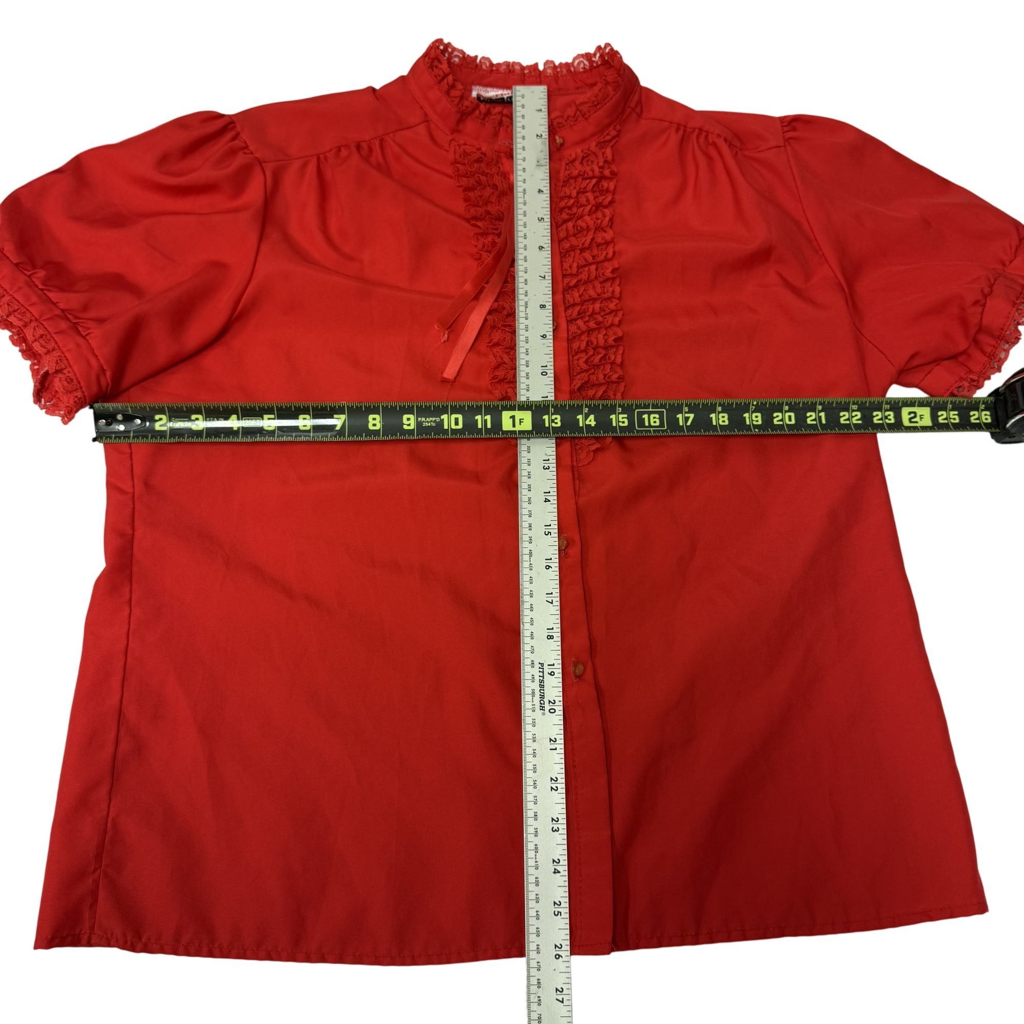 Other Vtg Style Trix Bow Tie Collar RUFFLED Square dance Blouse Size L / US 10 / IT 46 - 4 Thumbnail