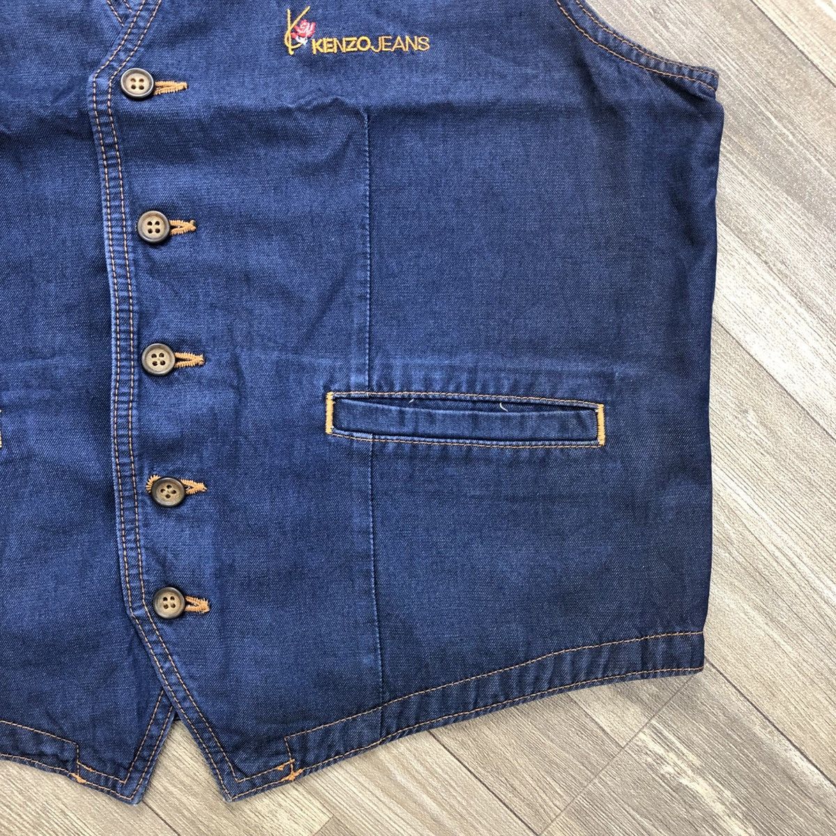 Japanese Brand × Kenzo × Vintage Vintage Kenzo Jeans Asian Double Pocket Denim Vest Size M / US 6-8 / IT 42-44 - 4 Thumbnail