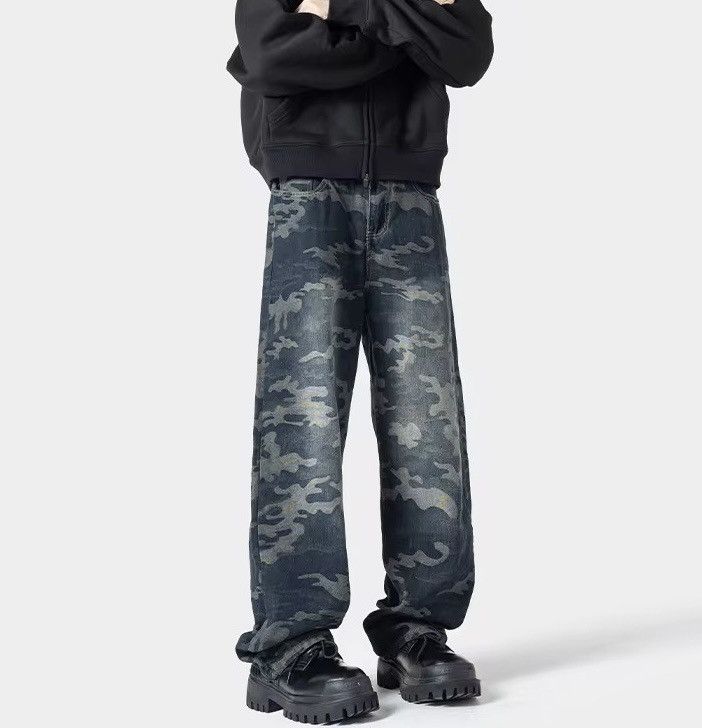 Designer × Jean Streetwear Camouflage Straight Hip Hop Jeans Pants Size US 31 - 3 Thumbnail
