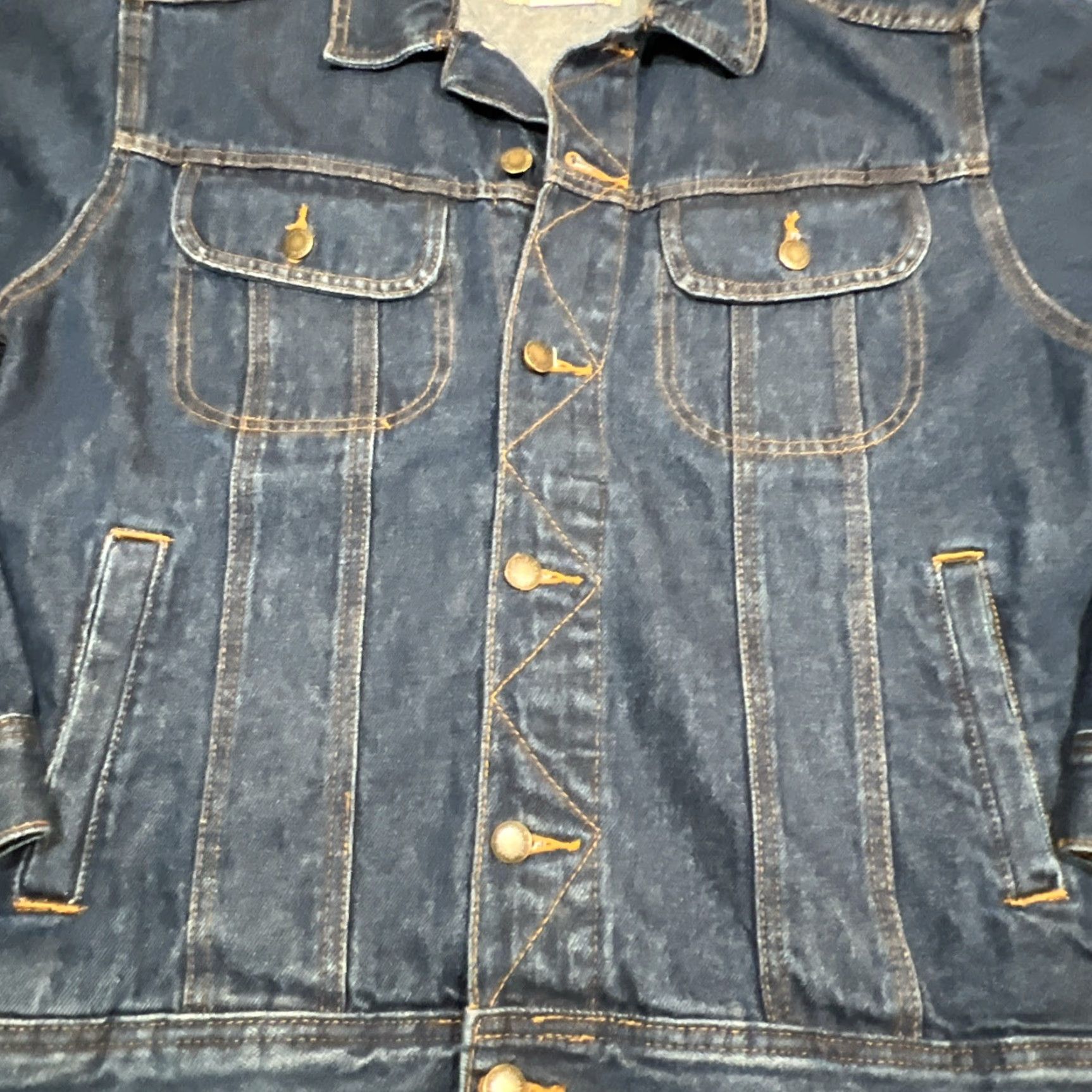 Wrangler Wrangler Rugged Wear Denim Jacket Men M Blue RJK30AN Trucker Dark Bomber Jacket Jeans Style Size US 31 - 4 Thumbnail