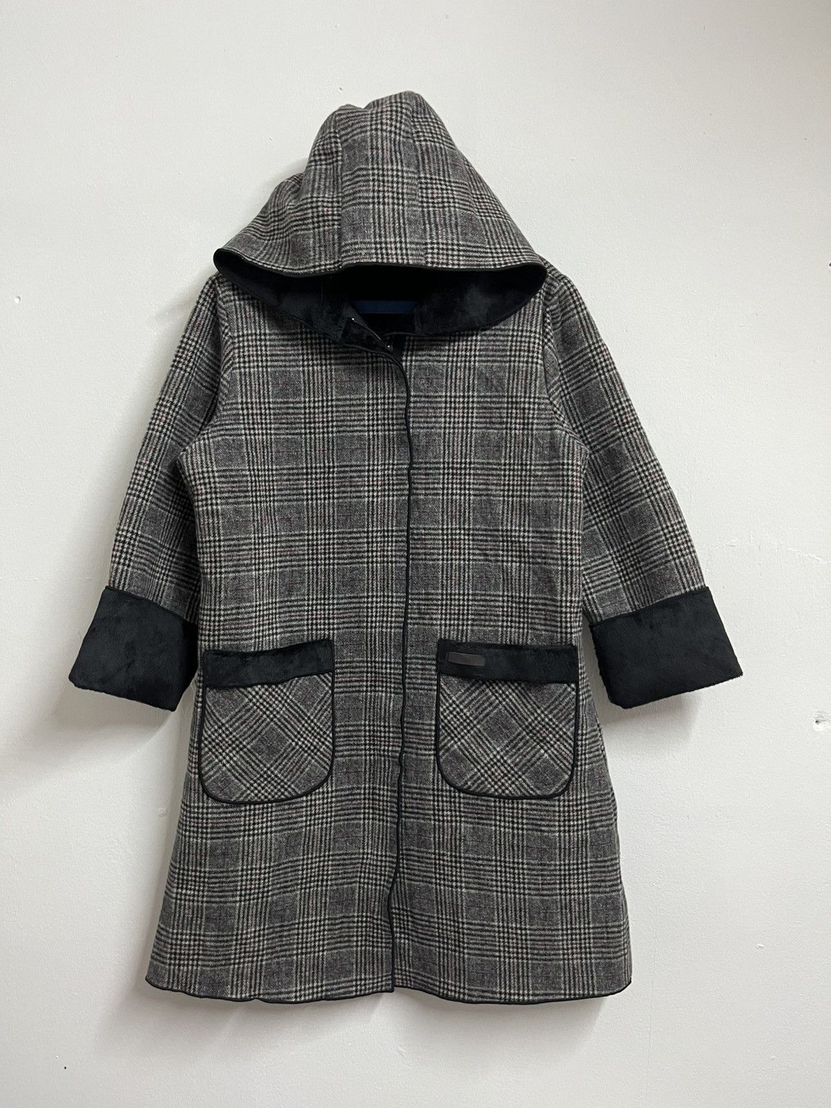 Vintage 💥Grey Plaid Faux Fur FALIDAL I6W9 LGB Style Heavy Jackets Size M / US 6-8 / IT 42-44 - 1 Thumbnail