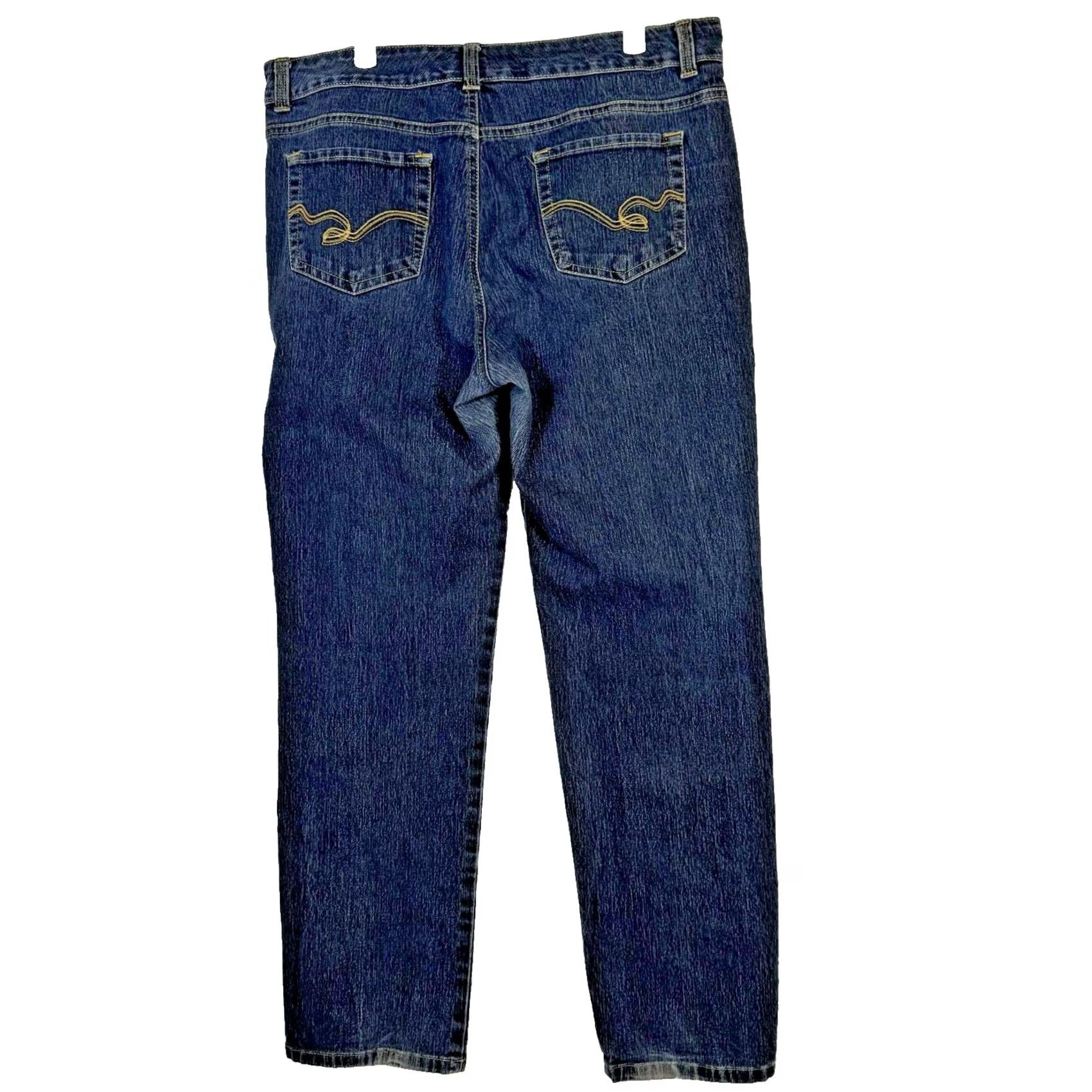 Vintage Relativity Jeans Women's 35 X 28 Blue Denim Stretch High Rise Straight Leg Pockets Size 24" / US 00 / IT 34 - 2 Thumbnail