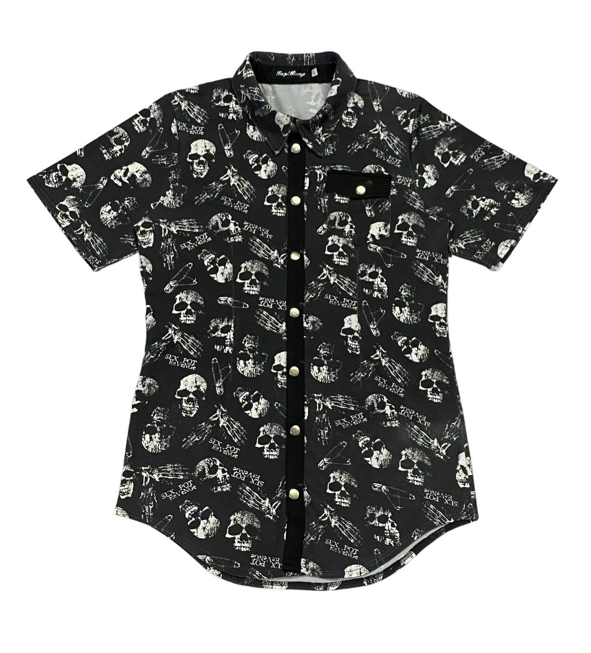 Sex Pot ReVeNGe Sex Pot Revenge Skull Full Print Stretch Shirt Snep Button Size US L / EU 52-54 / 3 - 2 Thumbnail