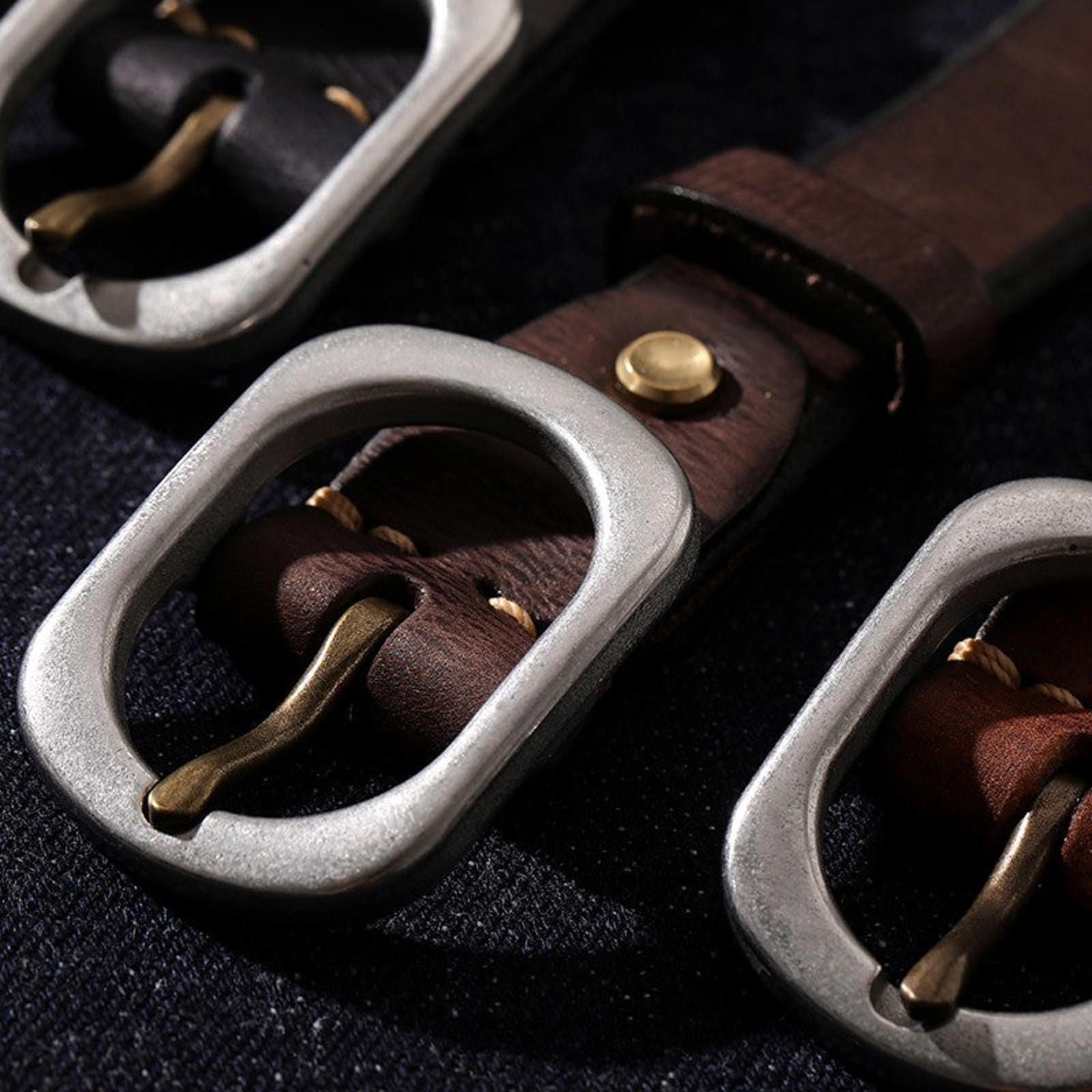 Leather Washed Italian Leather Belt – Handmade, Copper Buckle Size ONE SIZE - 5 Thumbnail