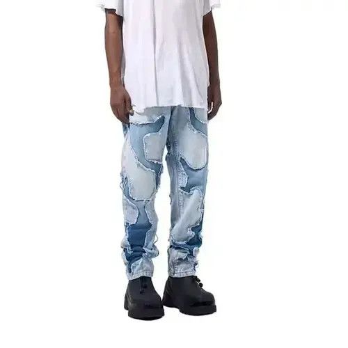 Japanese Brand Blue Patchwork Denim Jeans Size US 32 / EU 48 - 4 Thumbnail